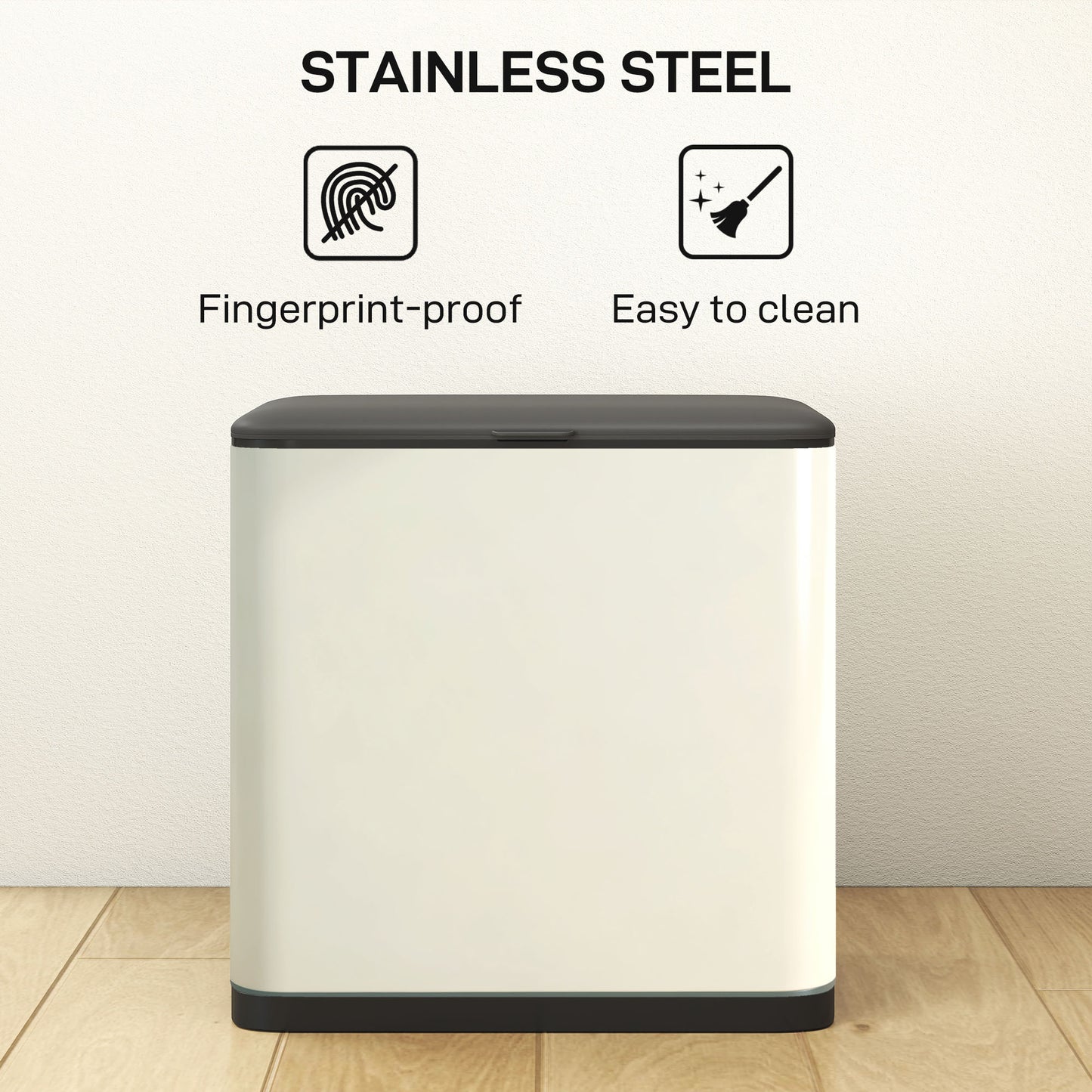 HOMCOM 8L Hanging Kitchen Bin, Rubbish bin with Lid and Removable Inner Bucket for Kitchen Cabinet Door, Under Sink, Office