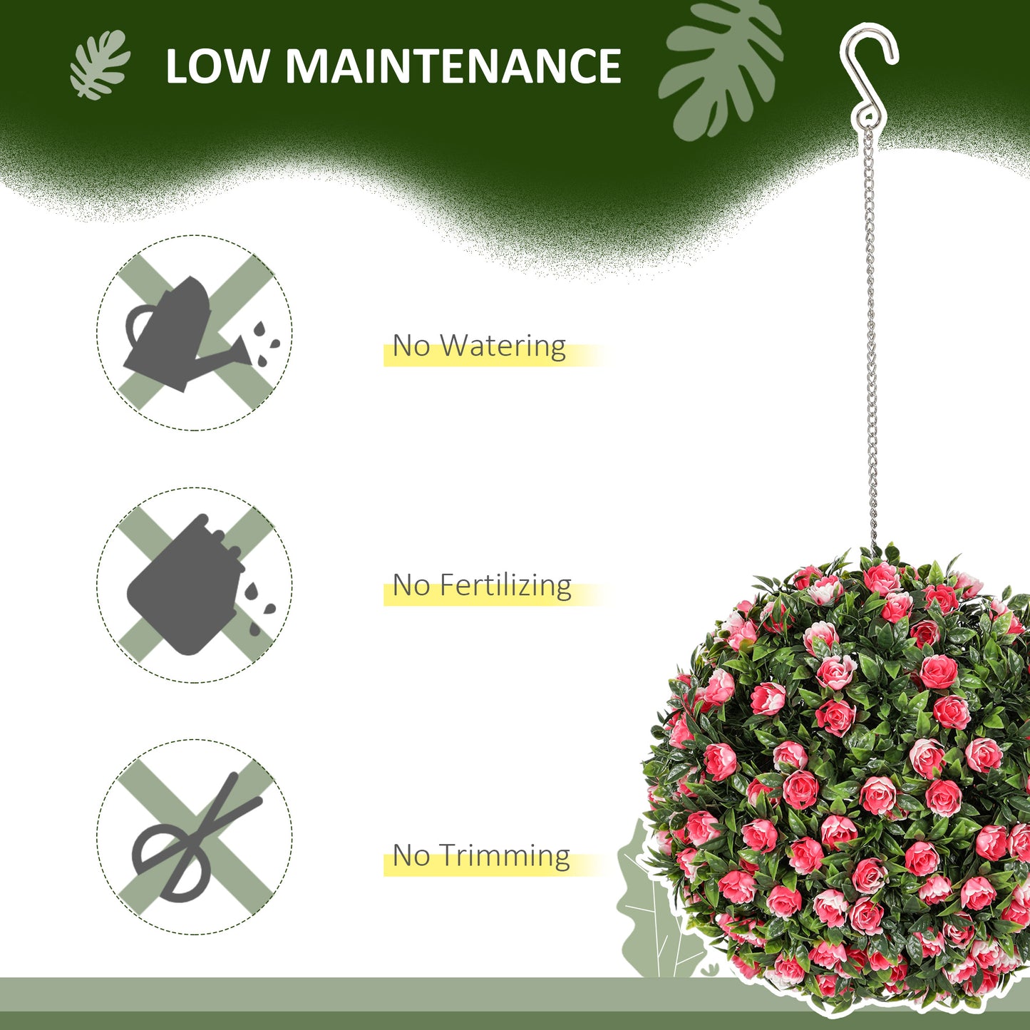 HOMCOM Set of 2 Decorative Artificial Plants, 28cm, Pink