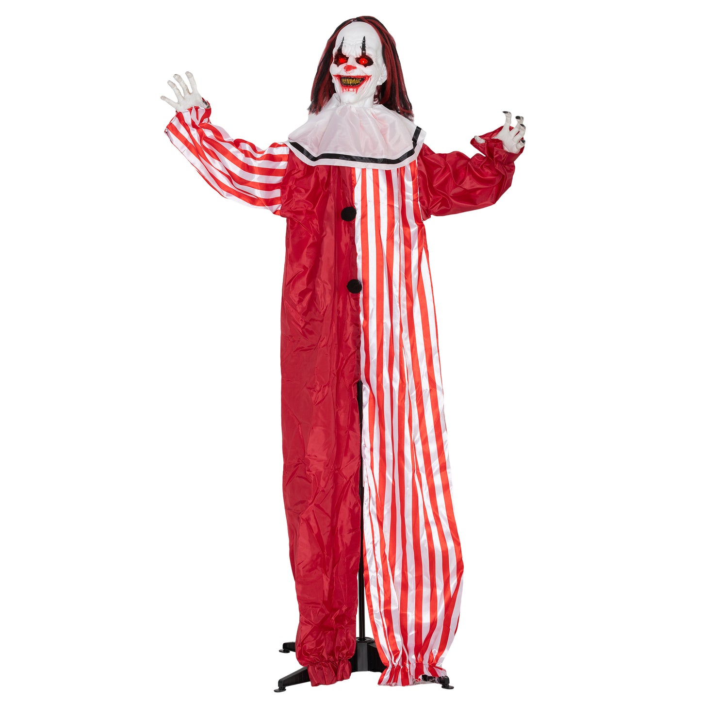 Outsunny 165 cm Life Size Halloween Animated Clown, Sound Activated with Light Up Eyes, Moving Body, Battery Operated Indoor Props, Red