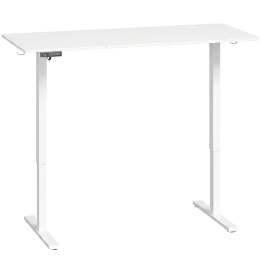 HOMCOM Standing Desk Memory Control Height Adjustable Desk 2 Cable Holes LED Display Sit Stand Desk White