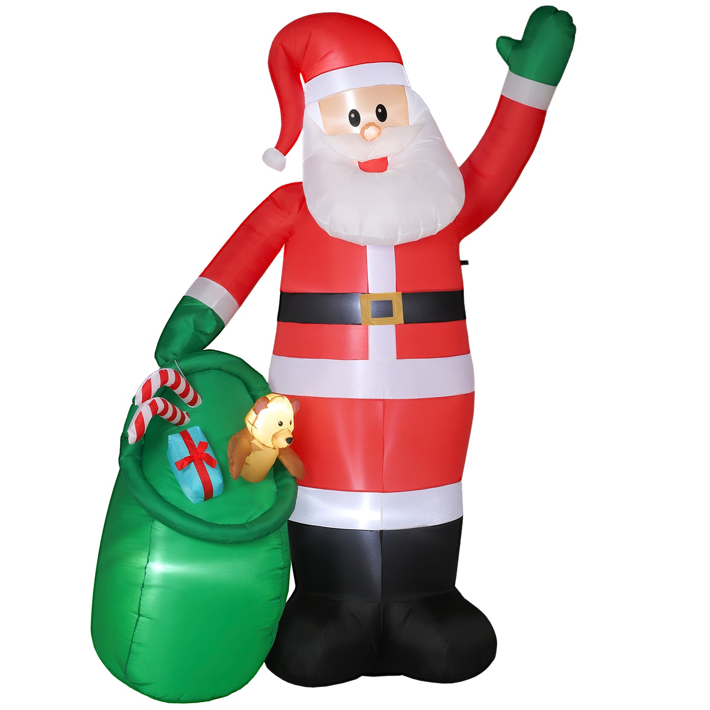 Outsunny 9ft Santa with Bear Sack, Inflatable Christmas Decoration with LED Lights for Garden, Indoor/Outdoor Home Decor