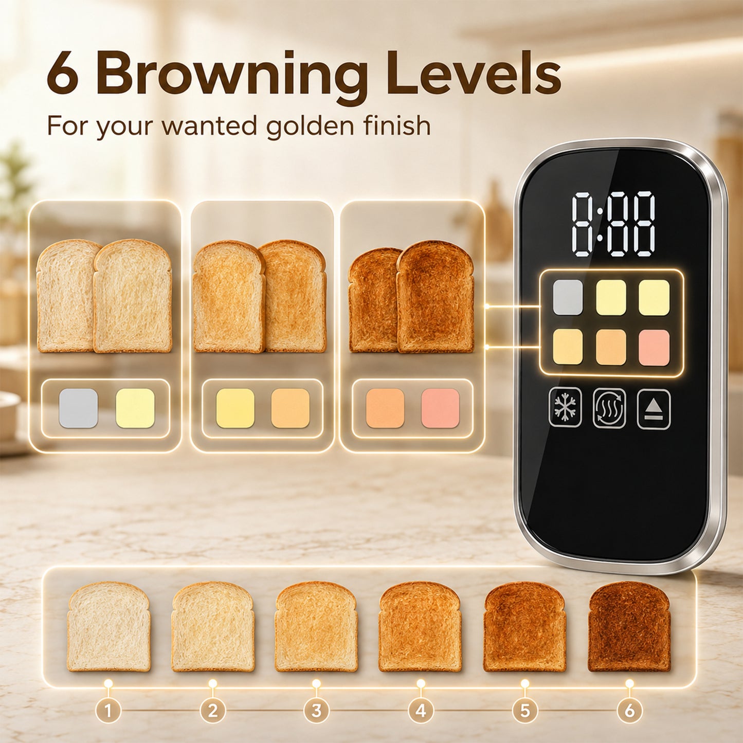 HOMCOM Kettle and Toaster Set with LED Touch Screen, Kettle with Strix Thermostat, 2 Slice Toaster w/ 6 Browning Levels, Silver
