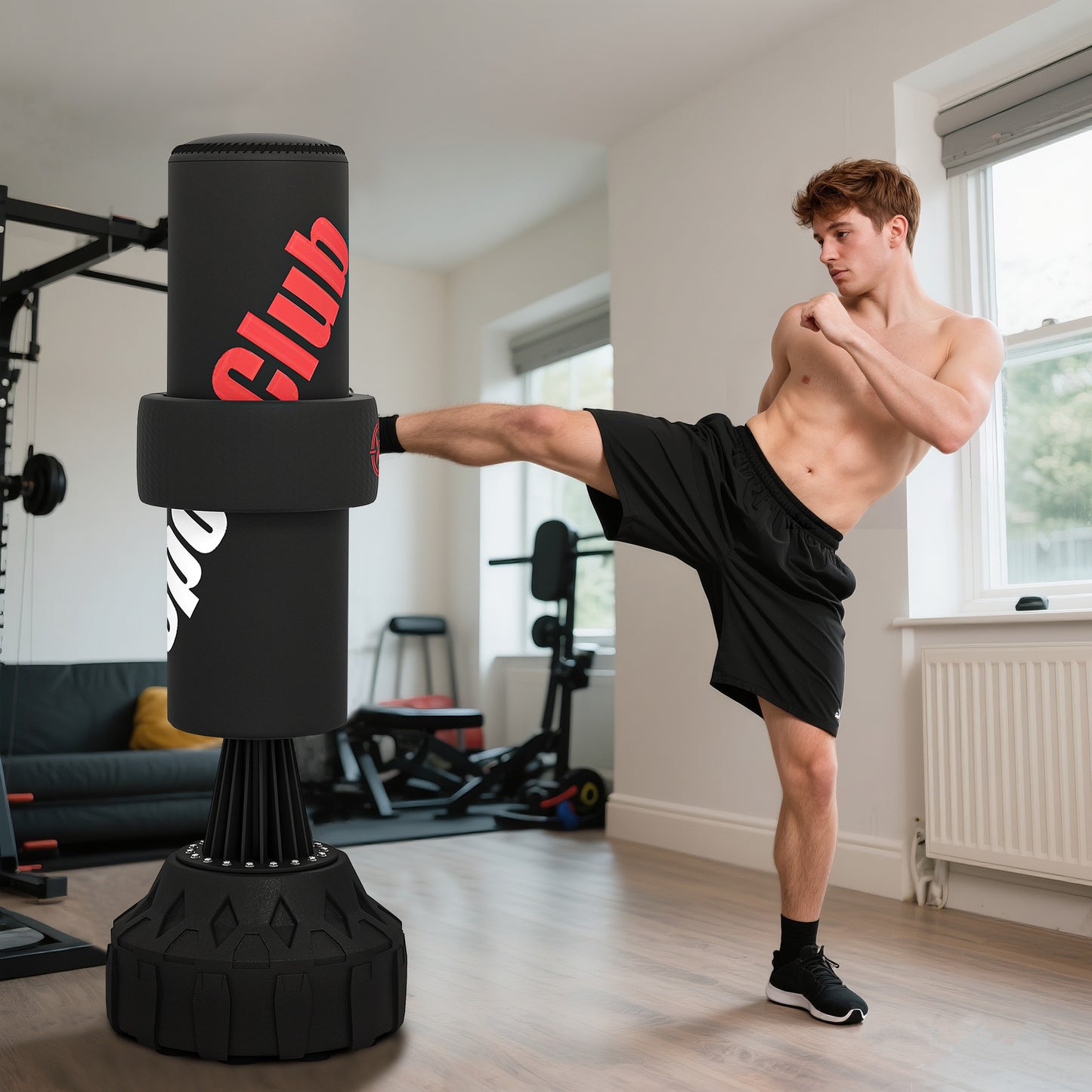 SPORTNOW Freestanding Punching Bag, Heavy Boxing Bag with Stand for Teens/Adults, Adjustable Pad, Hand Wrap, Suction Base for Karate, Taekwondo, MMA, Kickboxing
