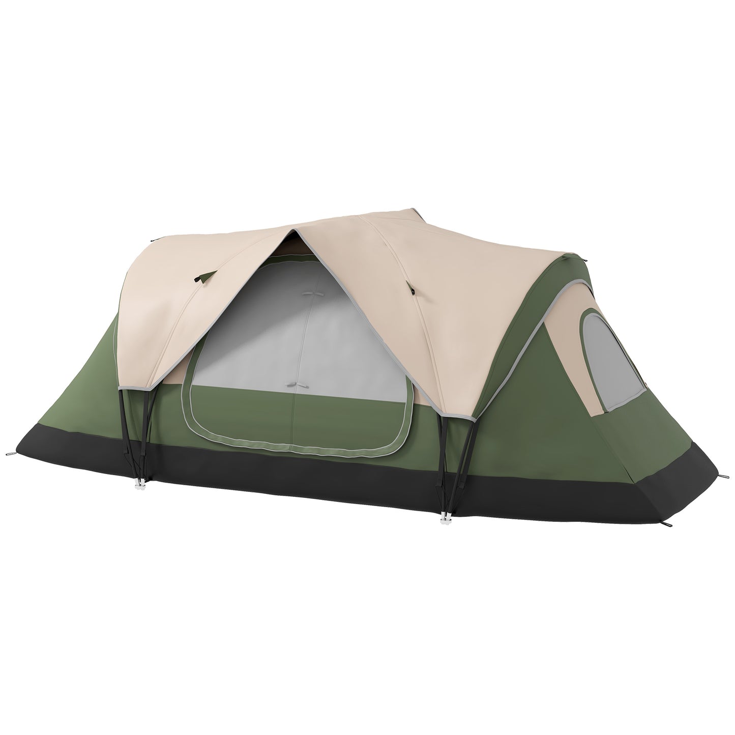 Outsunny Camping Tent for 6-8 Man with 2000mm Waterproof Rainfly and Carry Bag for Fishing Hiking Festival Dark Green