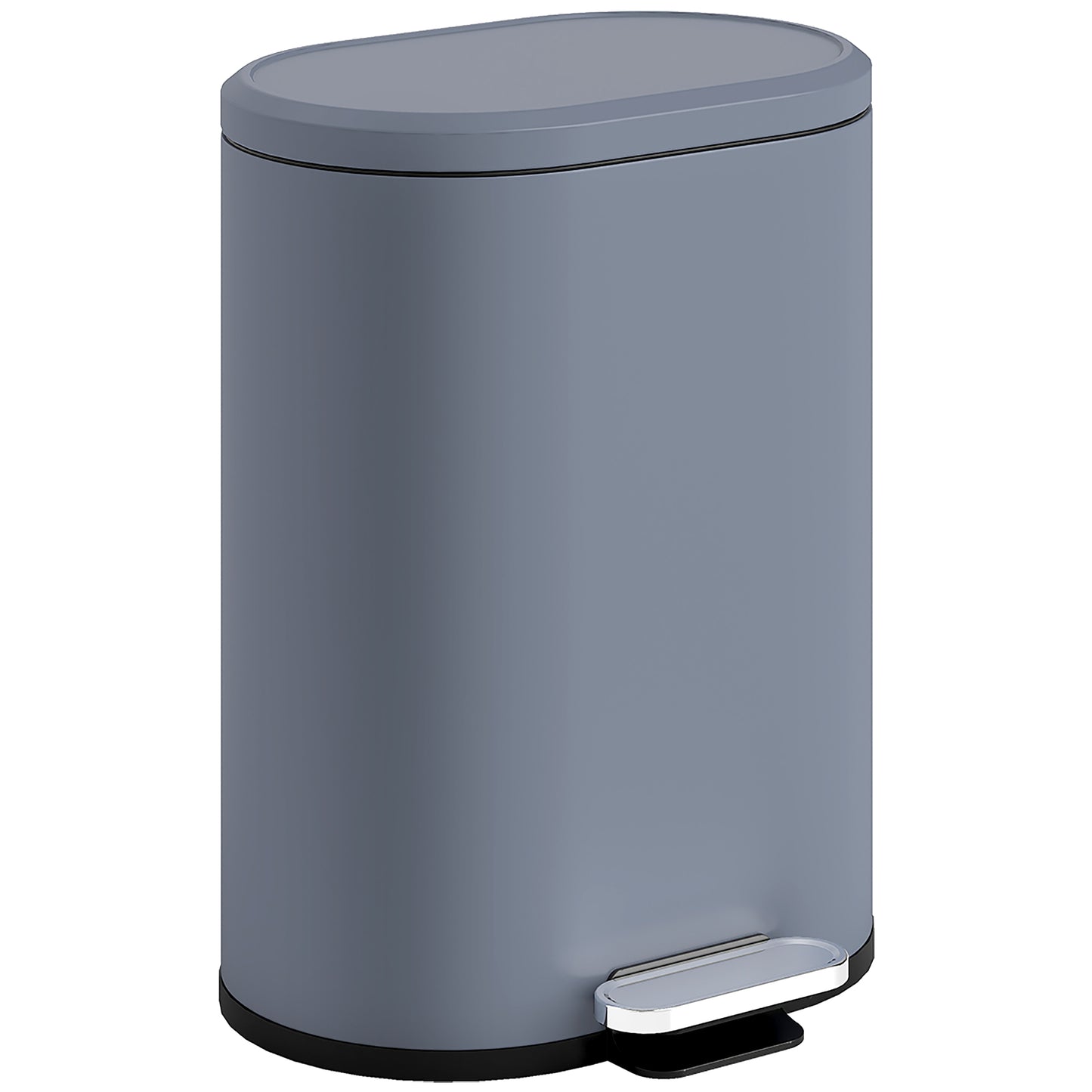 HOMCOM 30L Kitchen Bin, Slim Pedal Bin with 90° Stay-Open & Soft-Close Lid, Removable Inner Bucket, Fingerprint-Resistant, Grey
