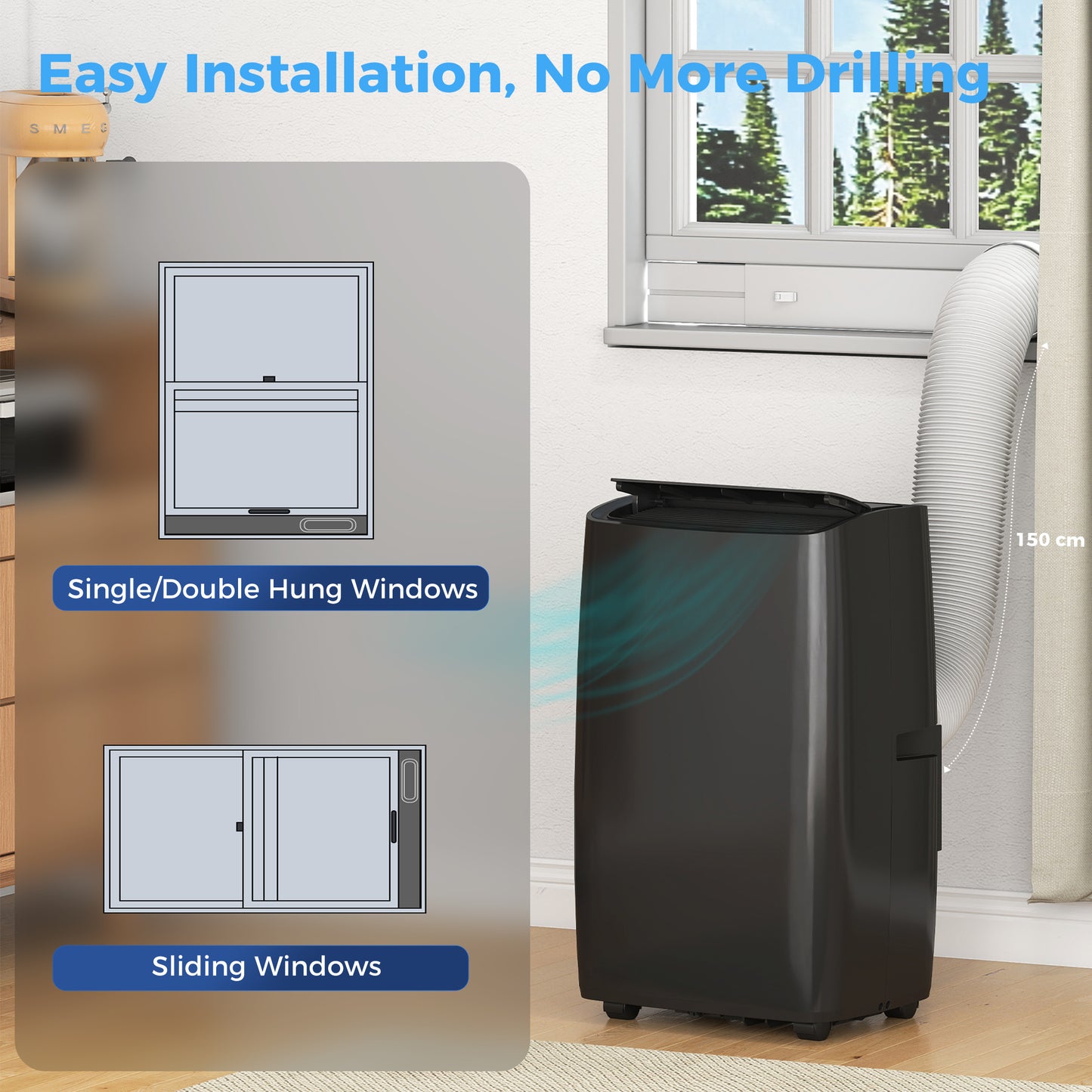 HOMCOM Portable Air Conditioner 12000 BTU, 4-in-1 Air Conditioning Unit, Dehumidifier, Cooling, Fan, Sleep Mode with 3 Speeds