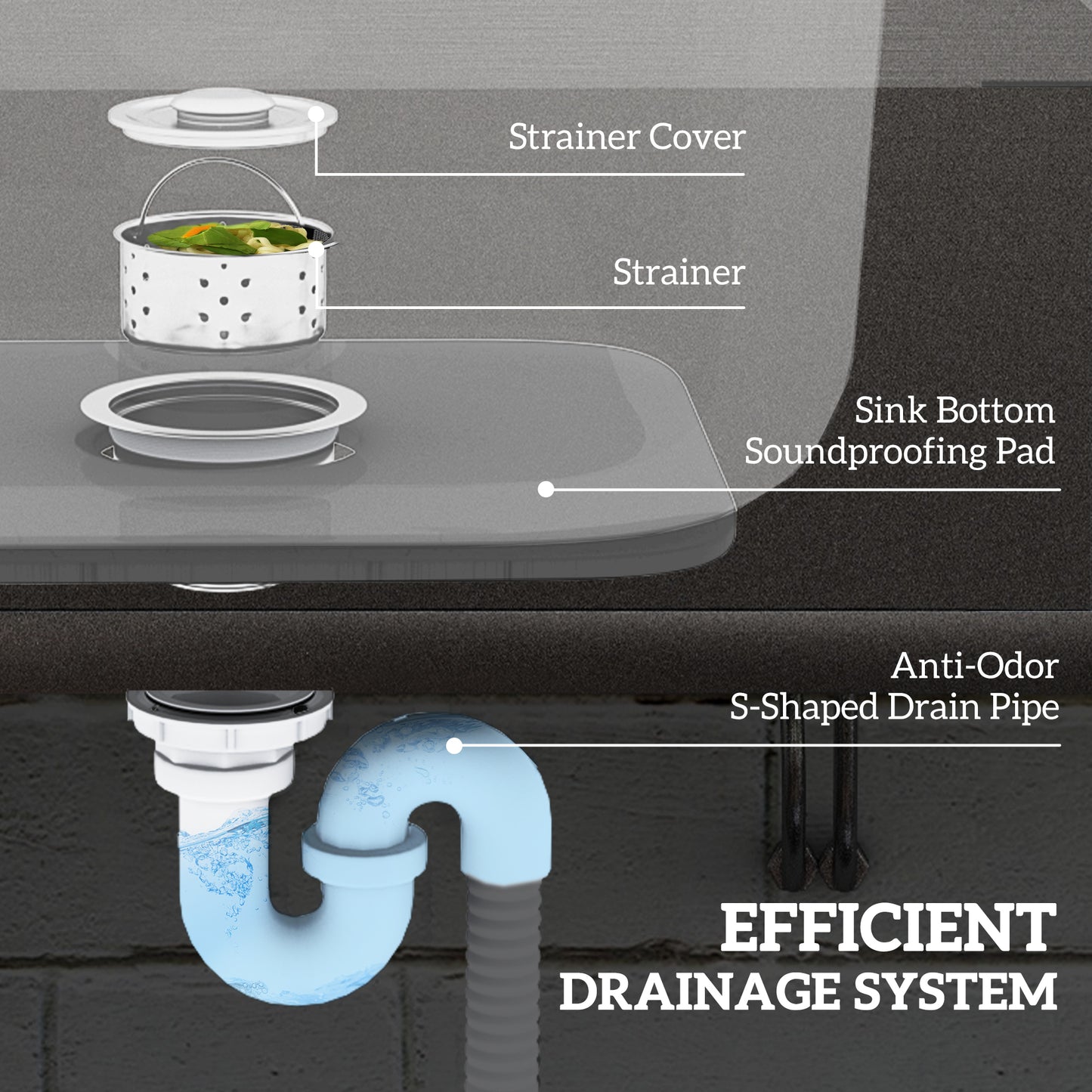 HOMCOM Outdoor Utility Sink, Stainless Steel Free Standing Single Bowl with Hot/Cold Water Pipe & Storage Shelf, 55 x 50 x 100 cm, for Laundry/Garage