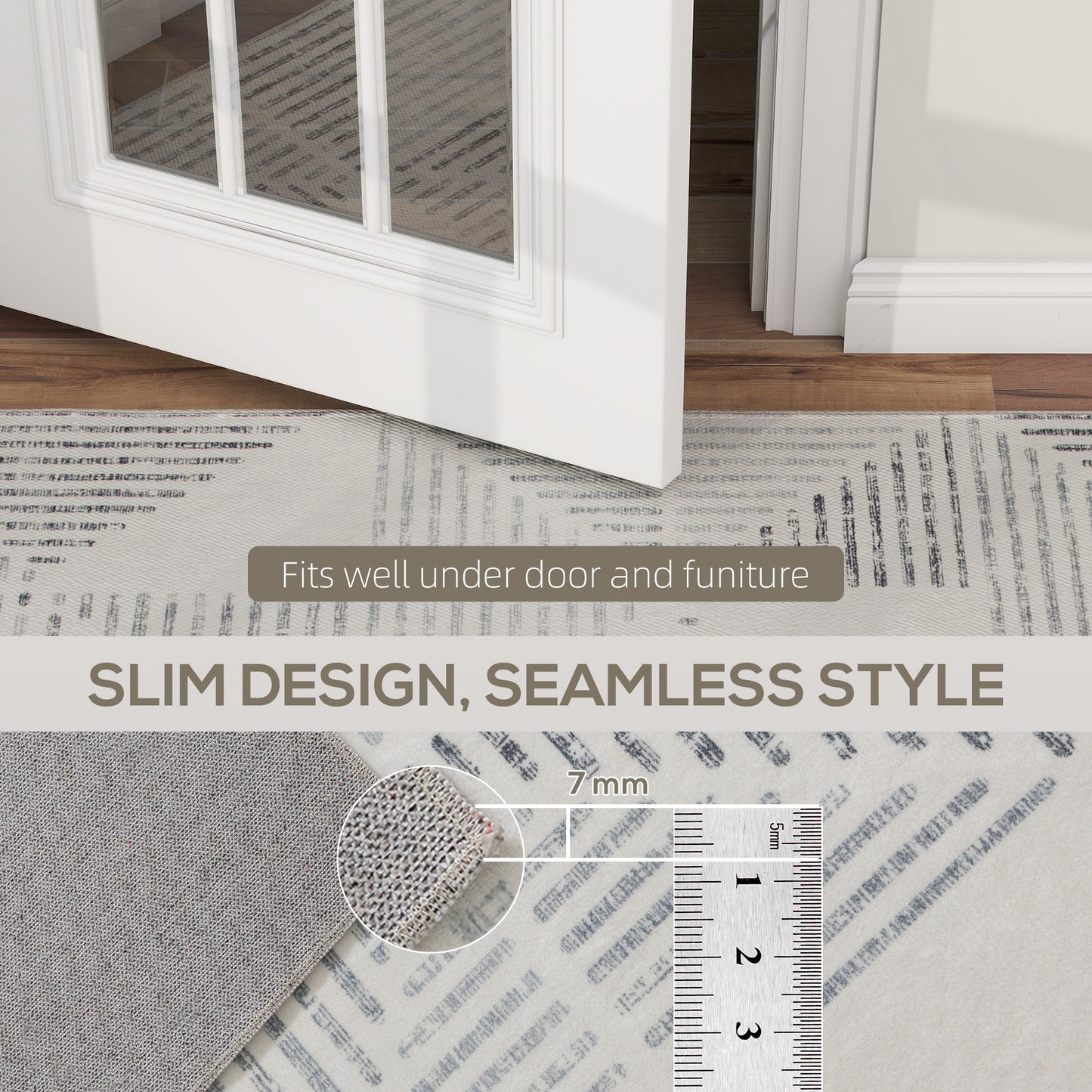 HOMCOM Modern Area Rug, Geometric Pattern, Non-Slip, Washable, Soft Carpet for Living Room, Bedroom, Dining Room, Office, 170x120 cm, Grey