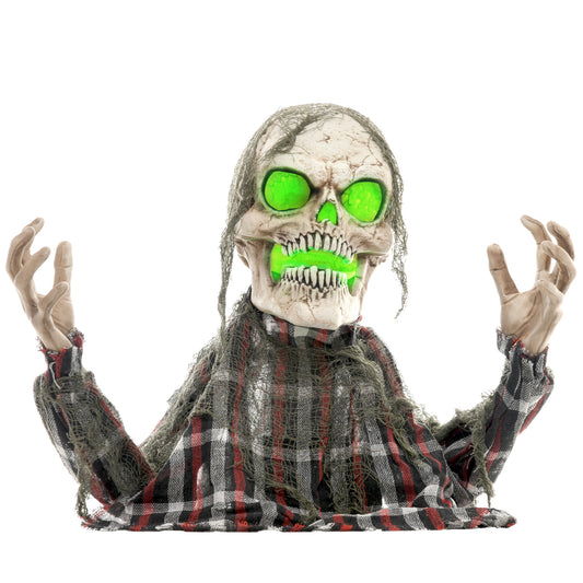 HOMCOM 70cm Groundbreaker Skeleton Halloween Animatronic with Sound, Lights, and Effects