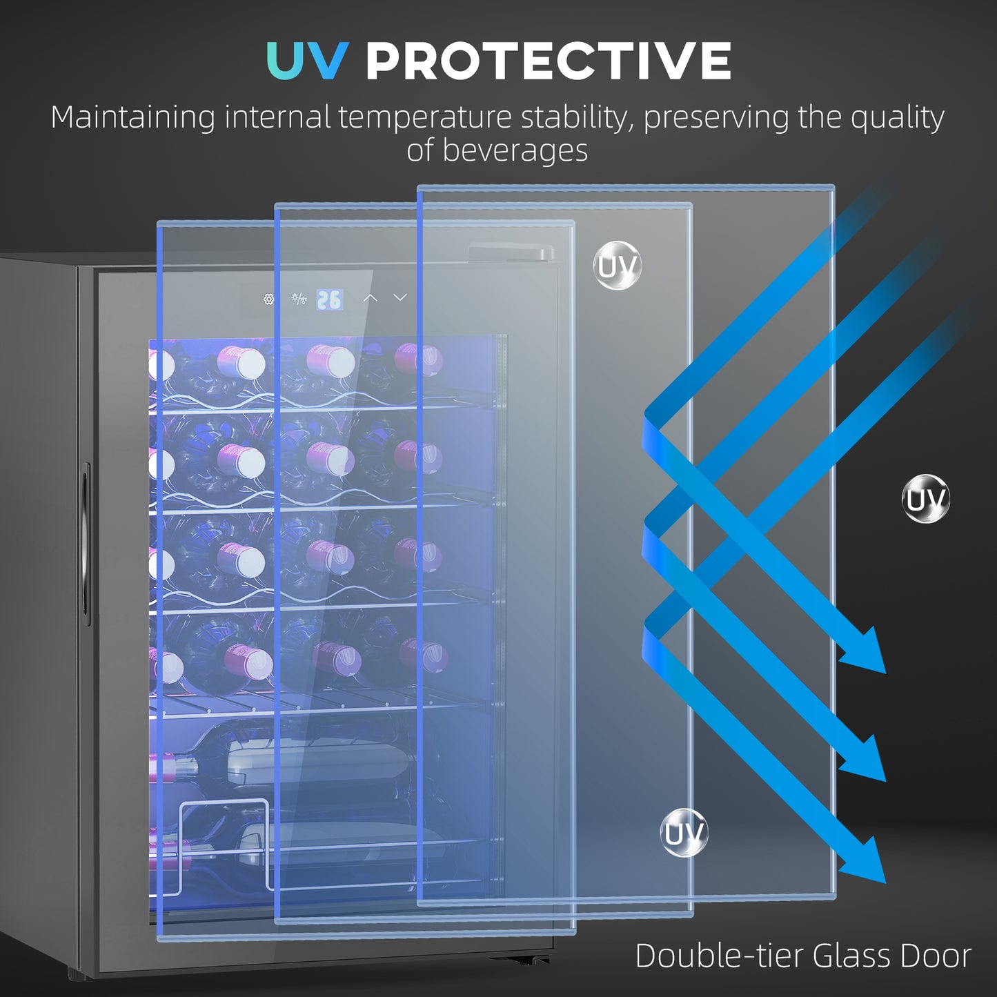 HOMCOM 20 Bottle 5-18°C Countertop Wine Fridge - Black