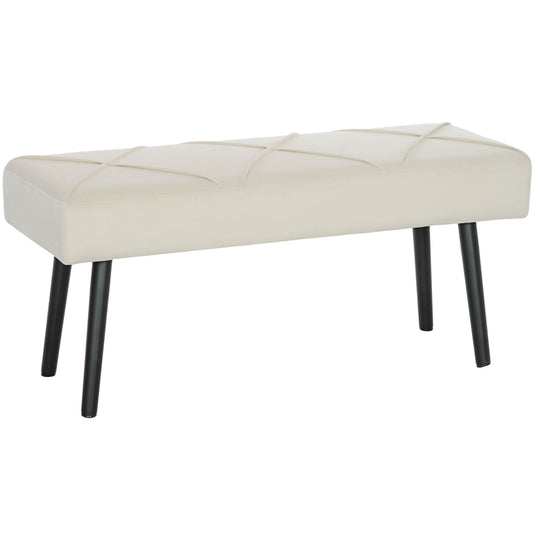HOMCOM Upholstered Hallway Bench, End of Bed Bench with X-Shape Design and Steel Legs, Cream
