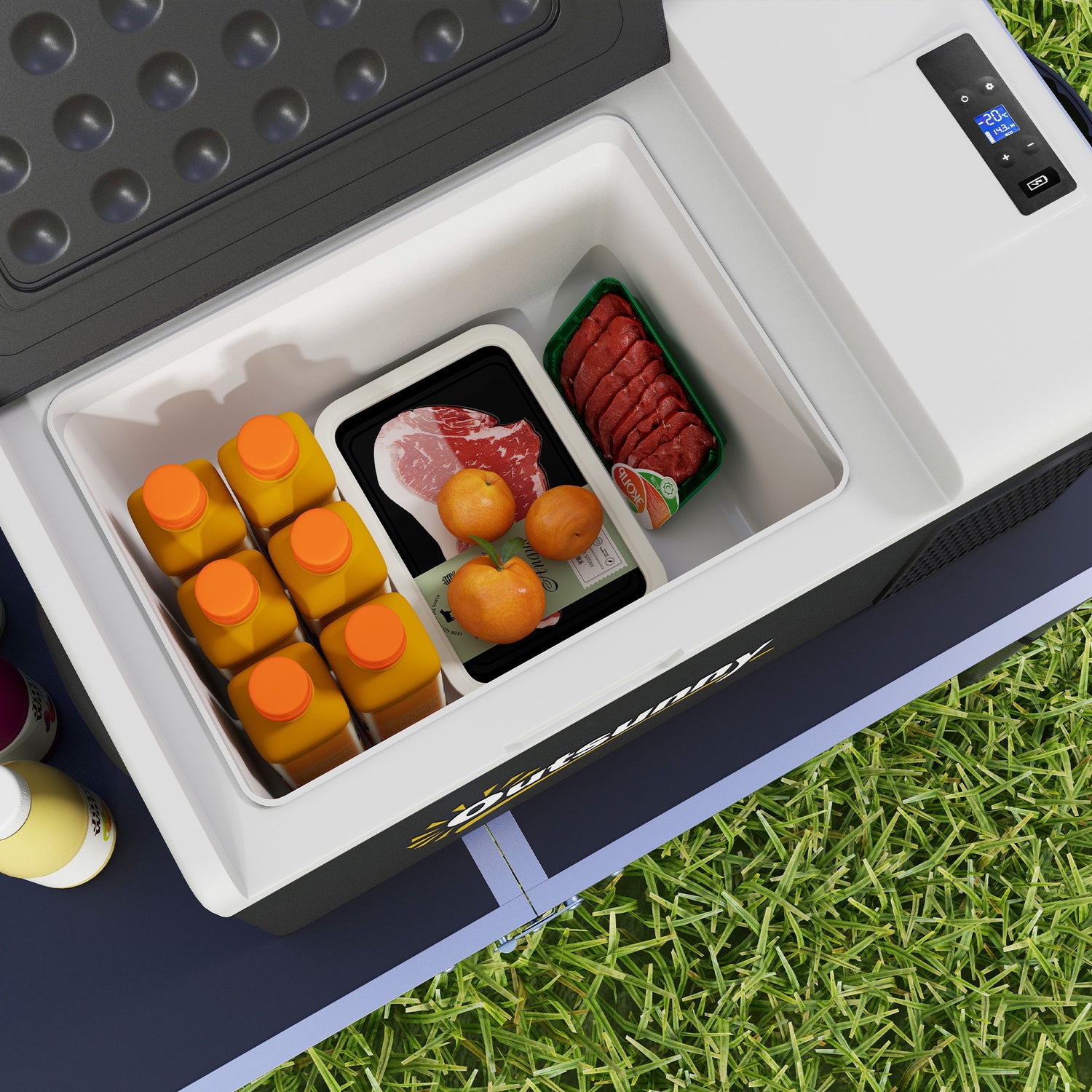 Outsunny 16L Car Fridge Freezer, Portable Car Refrigerator with