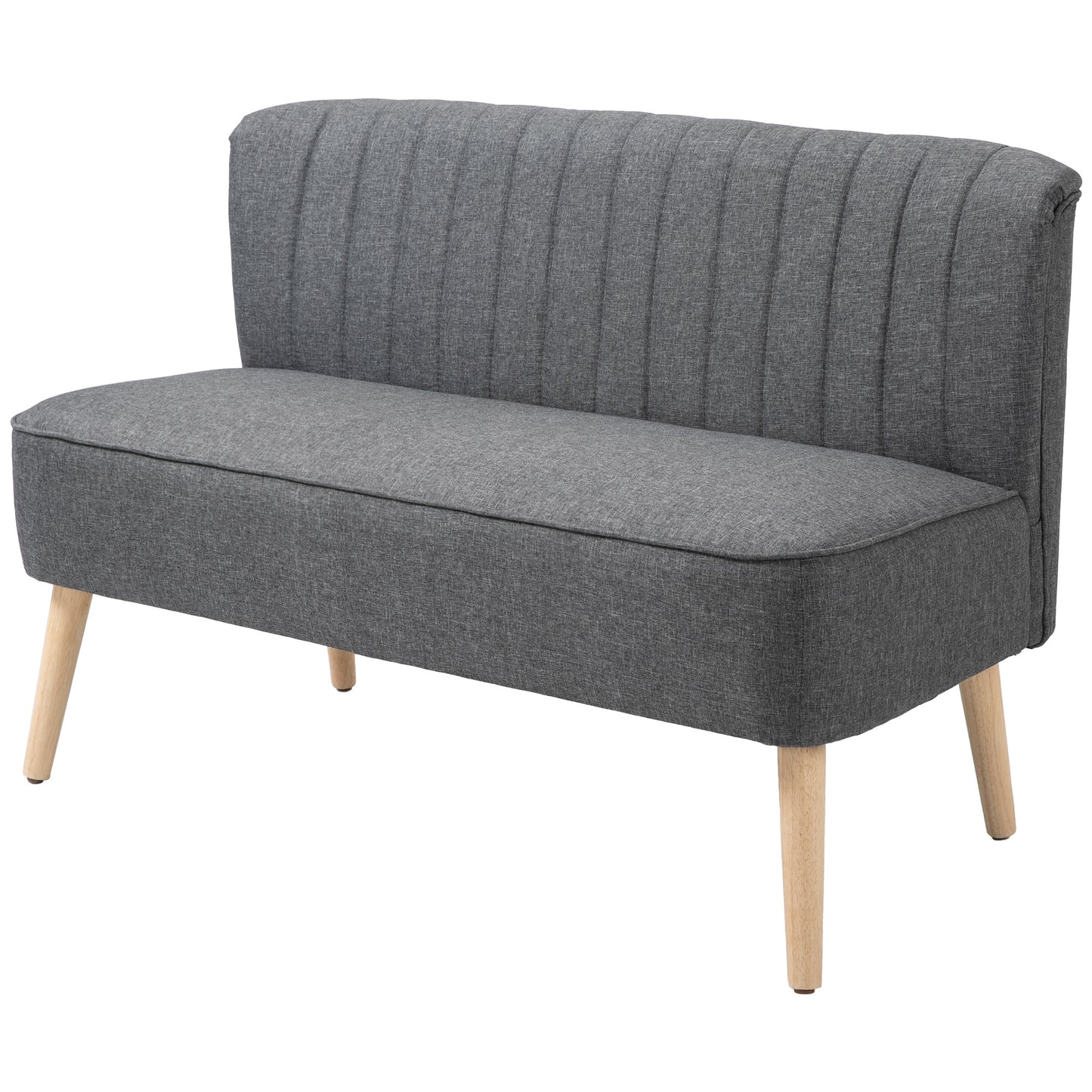 HOMCOM 2 Seater Sofa for Living Room, Modern Linen-Look Fabric Couch, Armless Loveseat Sofa Settee for Bedroom, Dark Grey