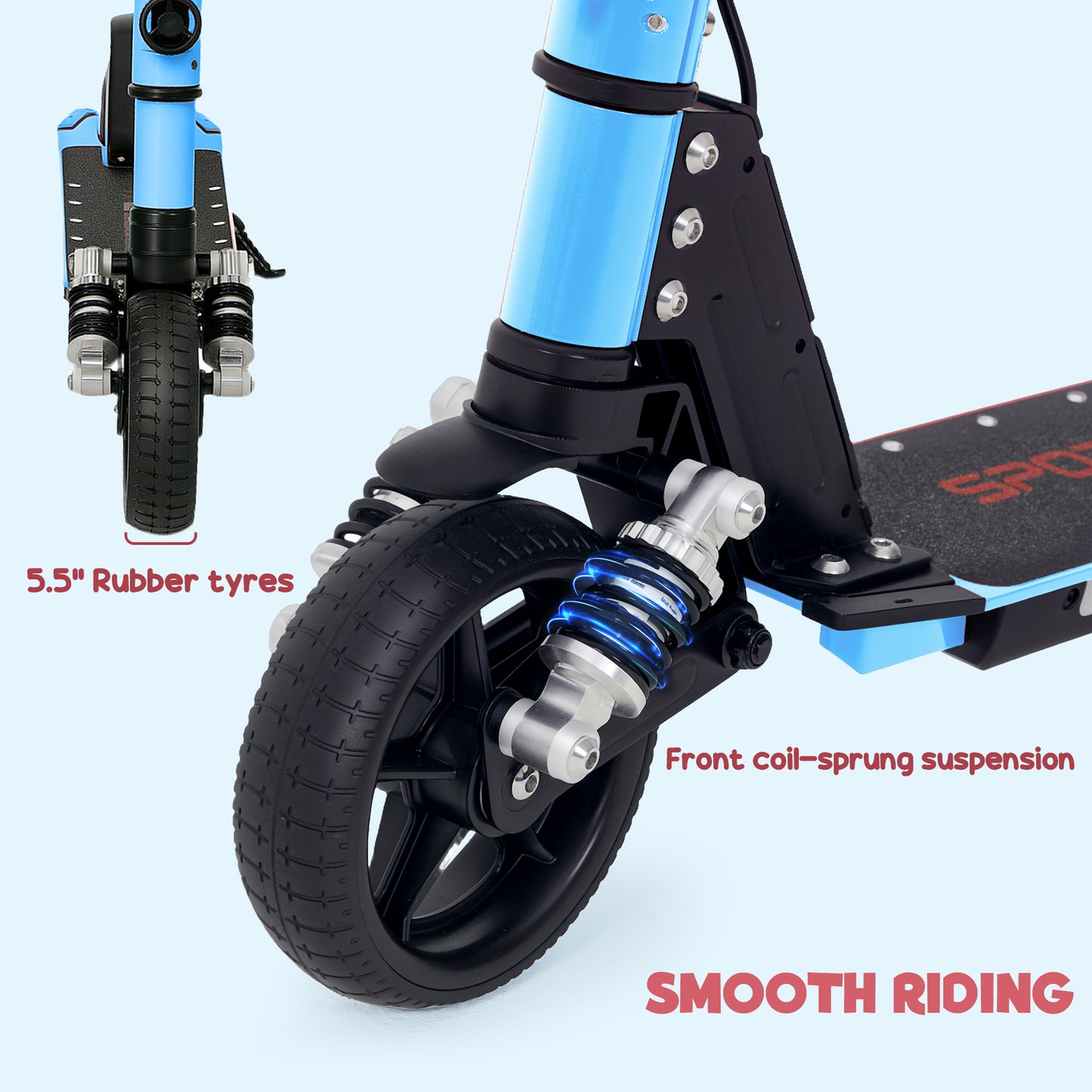 SPORTNOW Folding Electric Scooter for Kids 6-14, Dual Brakes, LED Lights, 6.8kg, 14 KM/H & 6 KM, Blue