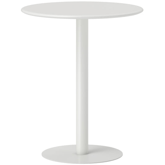 HOMCOM Dining Table, Round Kitchen Table with Steel Base for Living Room, Dining Room, 60 x 60 x 72cm, White