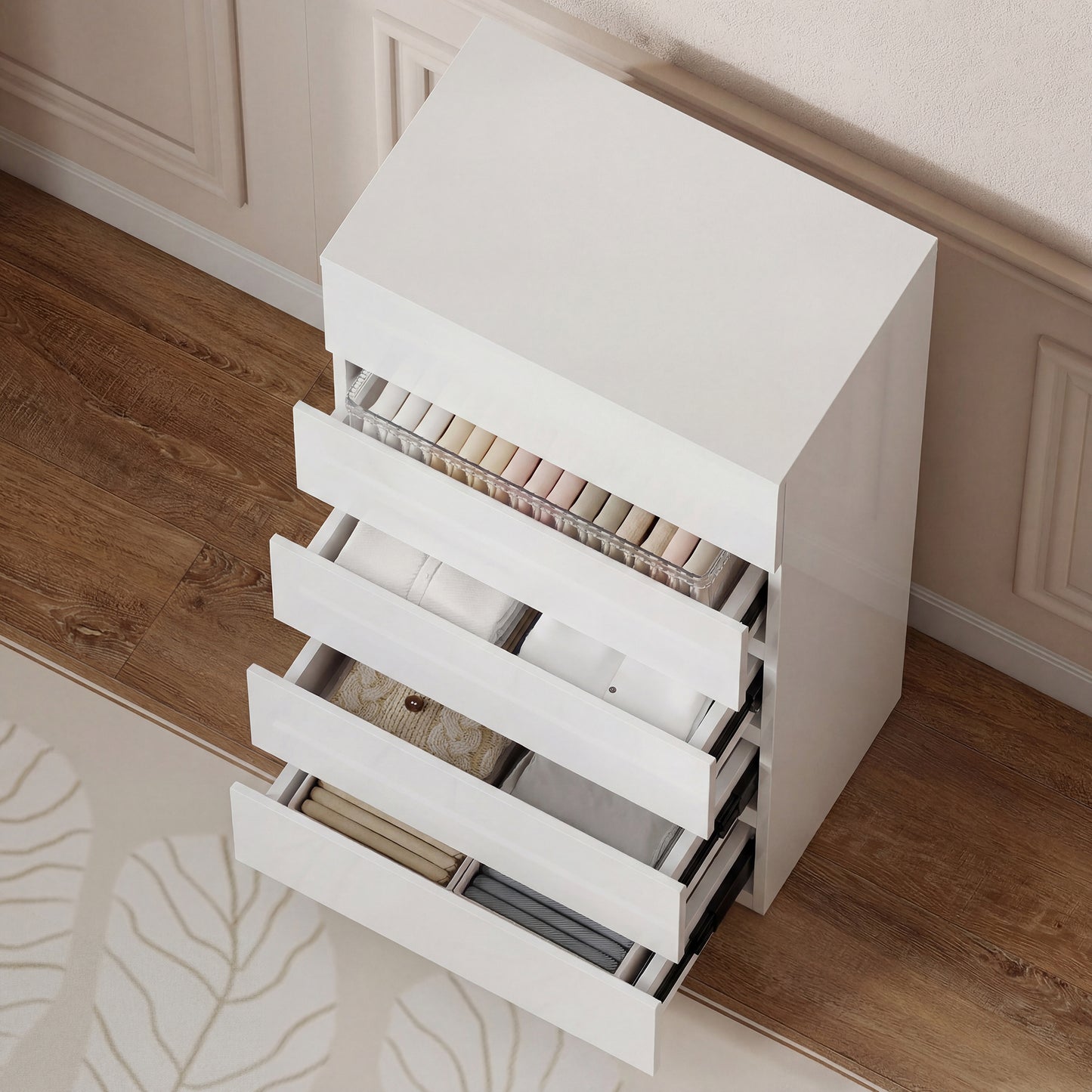 HOMCOM Chest of Drawers, 5-Drawer Storage Cabinets, Storage Drawer Unit for Bedroom