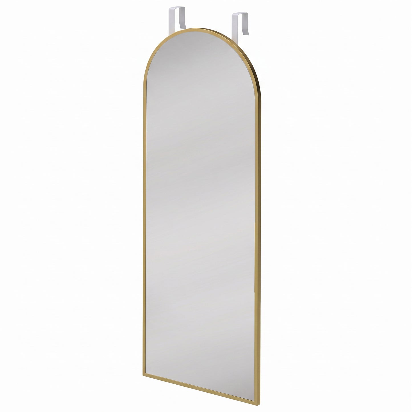 HOMCOM 40 x 110 cm Full Length Hanging Mirror, Arched Mirror with Adjustable Hooks, Over-the-Door or Wall-Mounted, Gold Tone