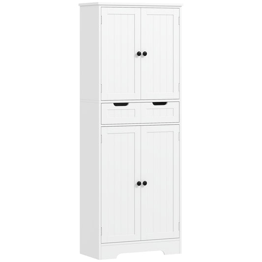 HOMCOM Tall Bathroom Cabinet, Freestanding Bathroom Storage Cabinet with Drawer, Shelves and Doors, 60 x 30 x 160 cm, White