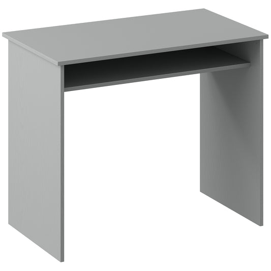 HOMCOM Modern Computer Desk, Home Office Table, Small Writing Desk with Storage Shelf, 90 x 50cm, Grey