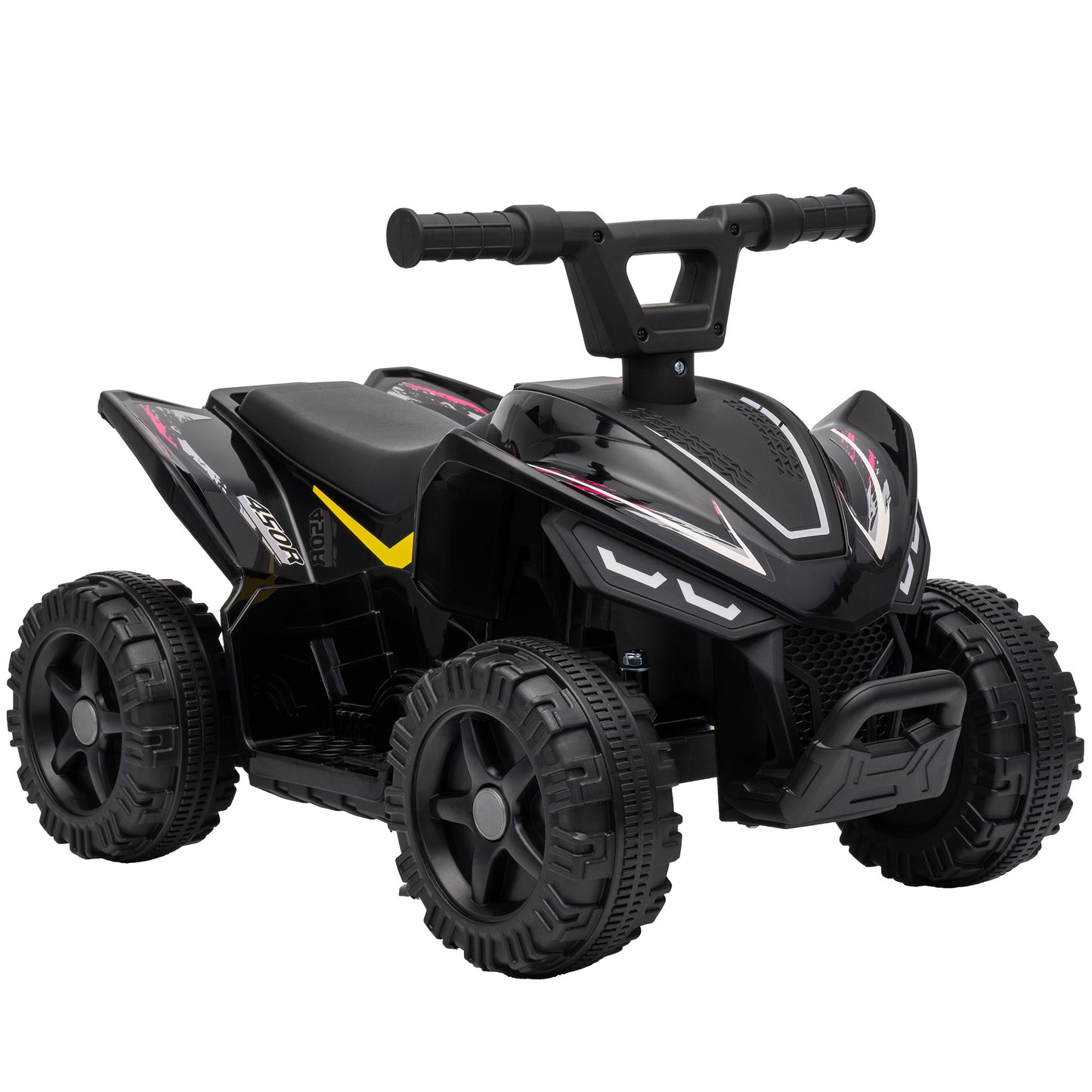 AIYAPLAY 6V Battery Powered Kids ATV, Quad Bike w/ Handlebar Button Control, Max 1.2MPH, Max 55lbs Load, for 18-48 Months, Black