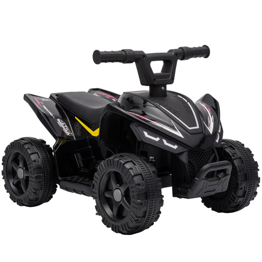 AIYAPLAY 6V Battery Powered Kids ATV, Quad Bike w/ Handlebar Button Control, Max 1.2MPH, Max 55lbs Load, for 18-48 Months, Black