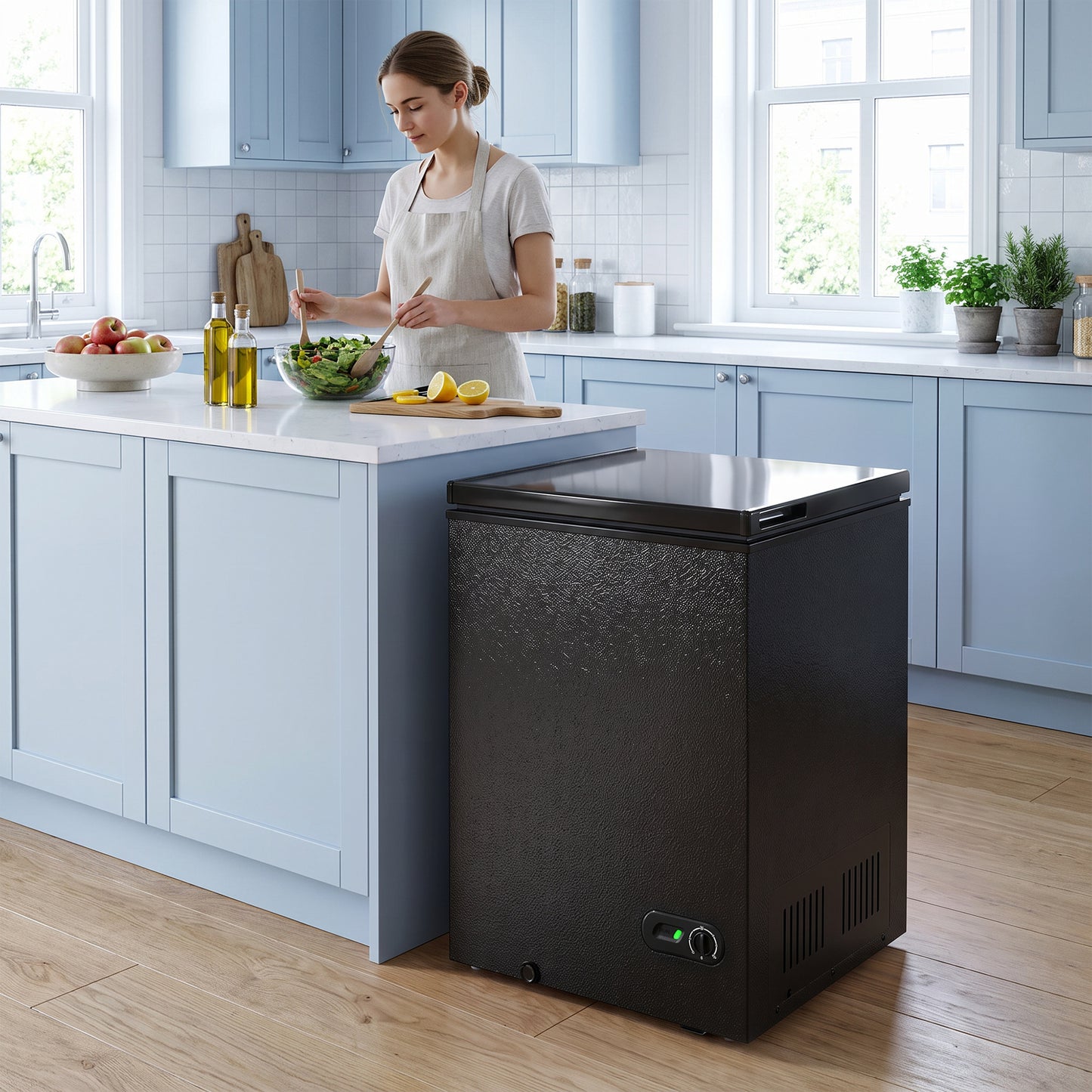 HOMCOM 91L Freestanding Chest Freezer with Removable Storage Basket, Chest Freezer with Mechanical Temperature Control, Black