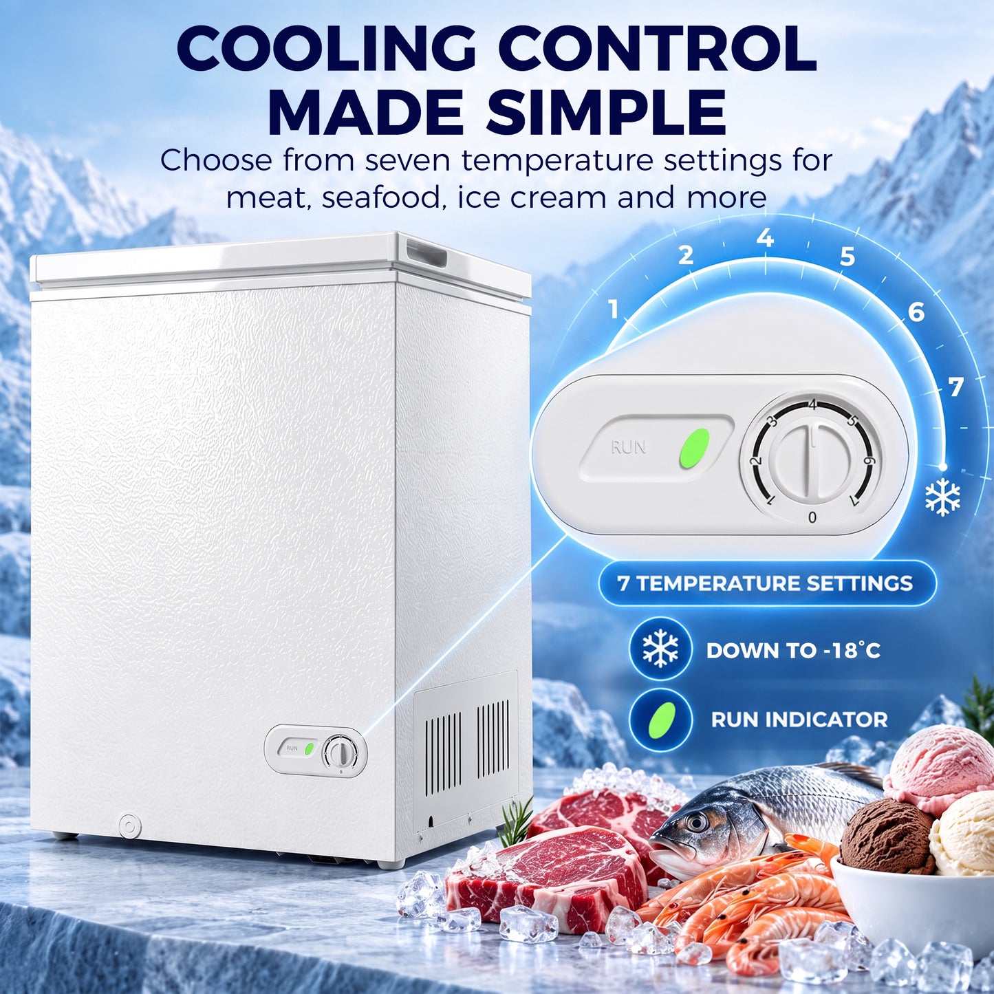 HOMCOM 91L Freestanding Chest Freezer with Removable Storage Basket, Chest Freezer with Mechanical Temperature Control, White
