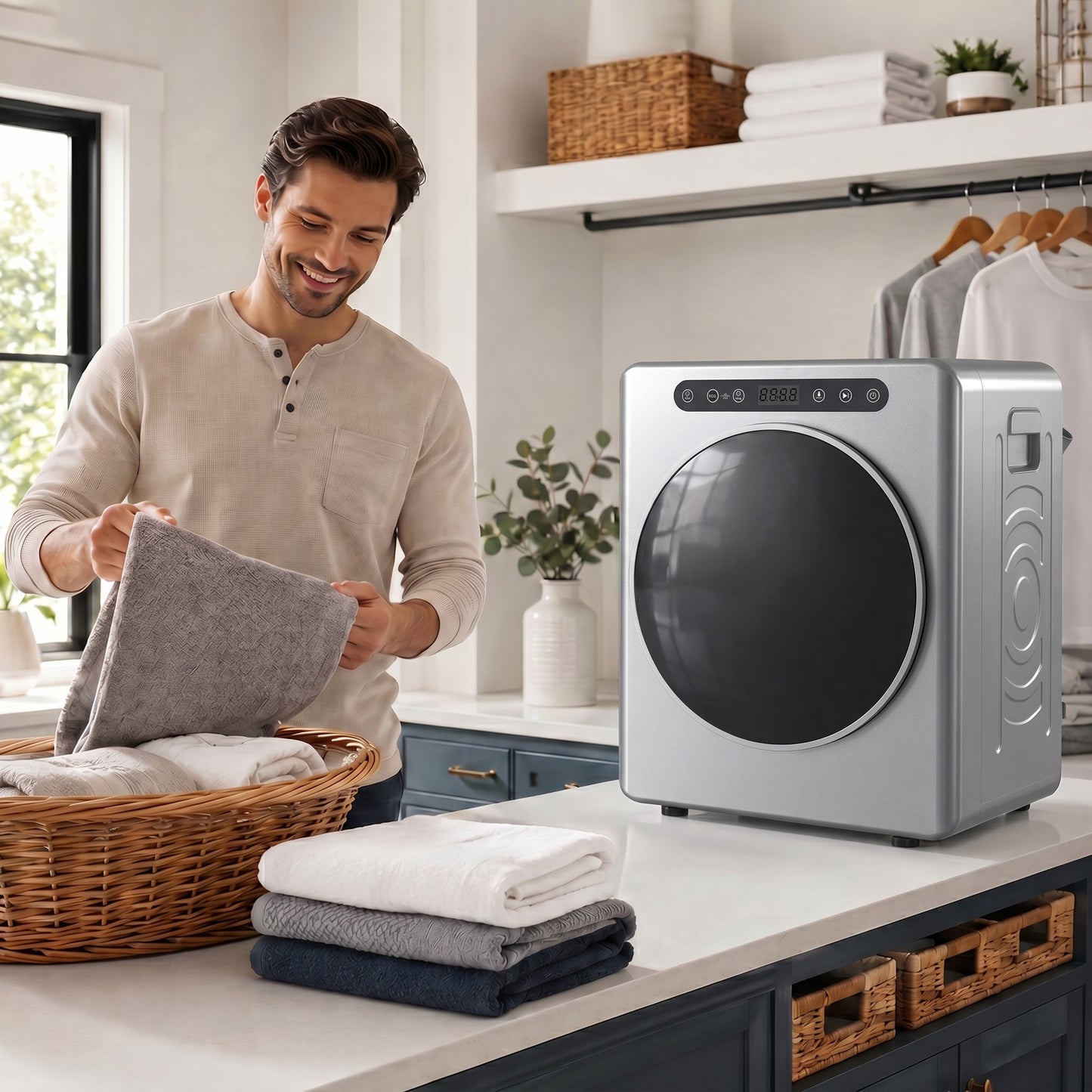HOMCOM 5 kg Compact 40-60°C  Tumble Dryer - Silver Tone