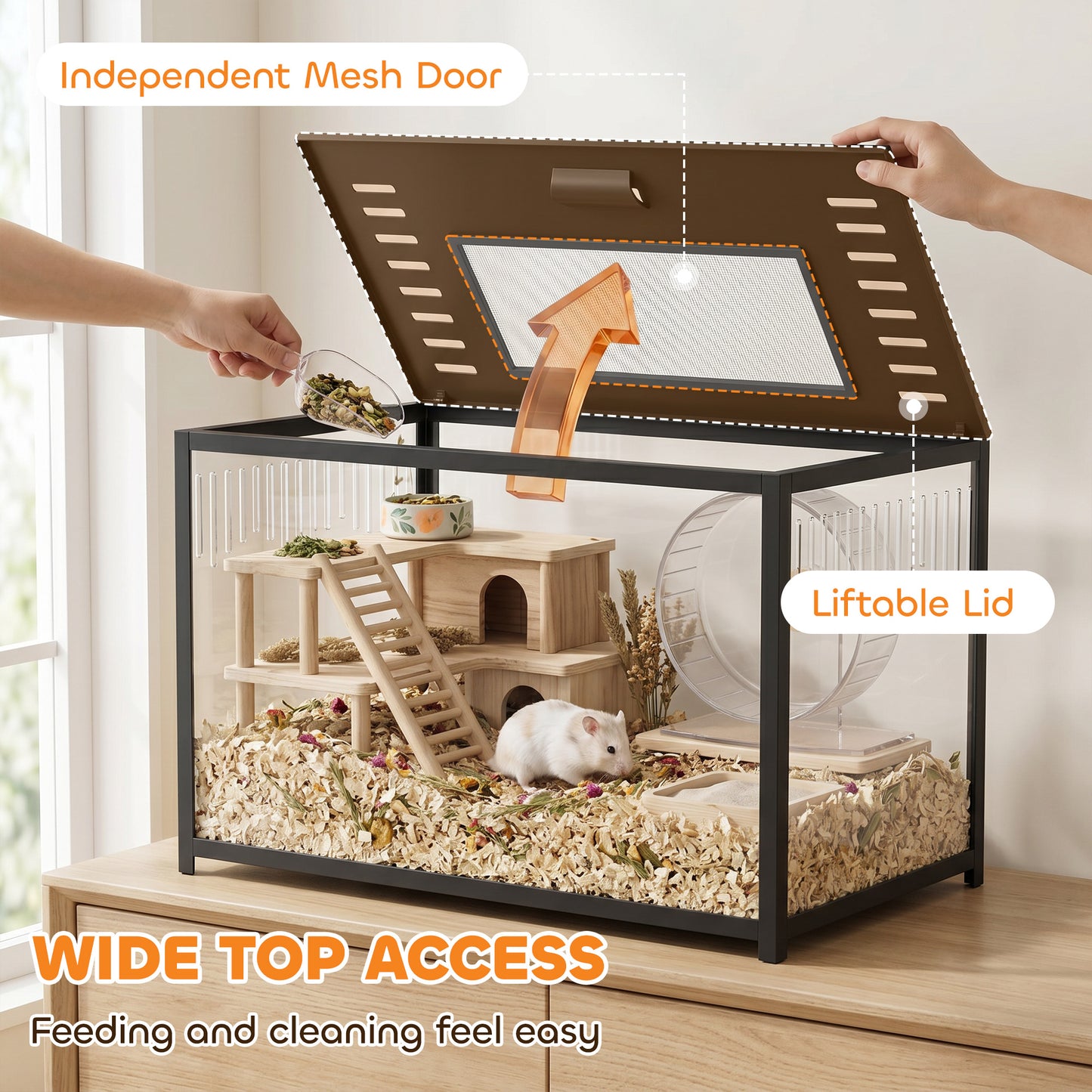 PawHut Hamster Cage, Chewproof Metal Rat Cage with Deep Base, Openable Top for Syrian Dwarf Hamster, Gerbil, 80 x 45 x 50.5 cm