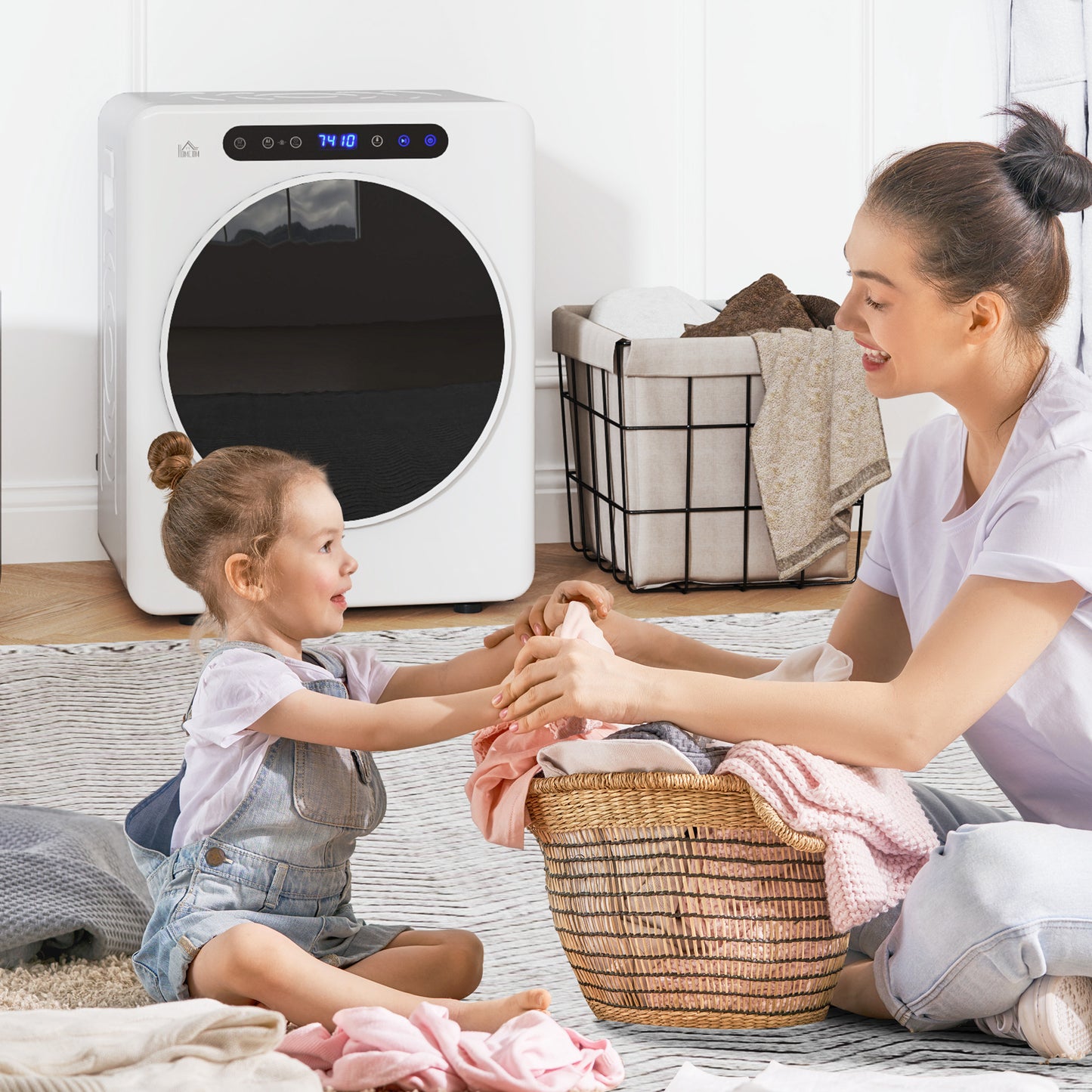 HOMCOM 8kg Vented Tumble Dryer, 1000W Portable Clothes Dryer, 6 Heat Settings, White