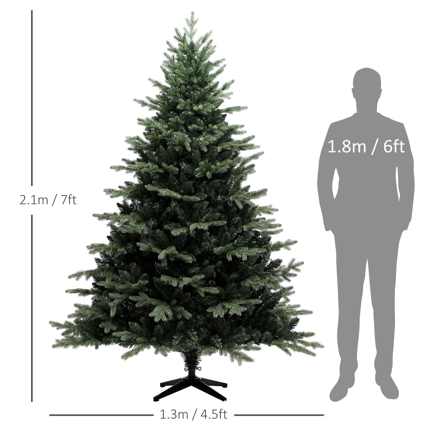 HOMCOM 7ft Artificial Spurce Christmas Tree with 3116 Branch Tips