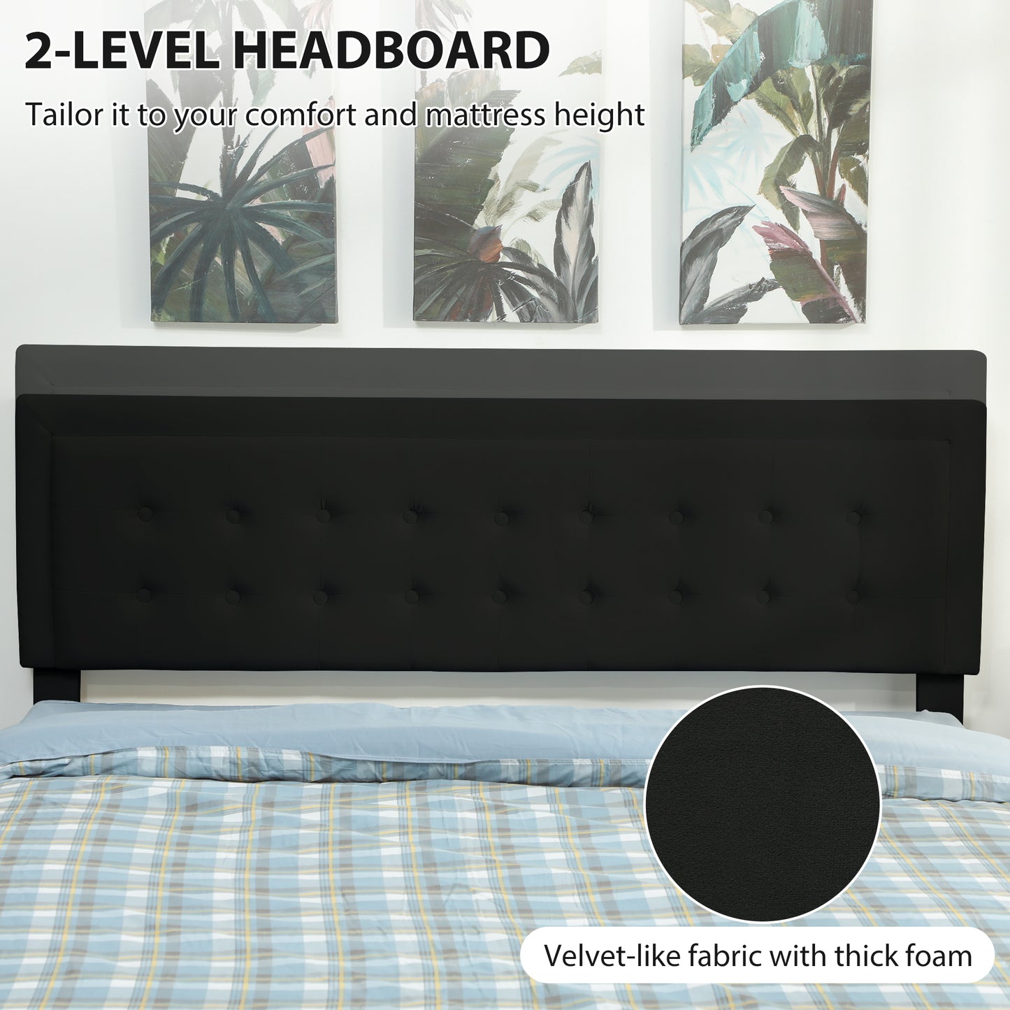 HOMCOM King Size Ottoman Bed Frame, with Front Drawer - Black