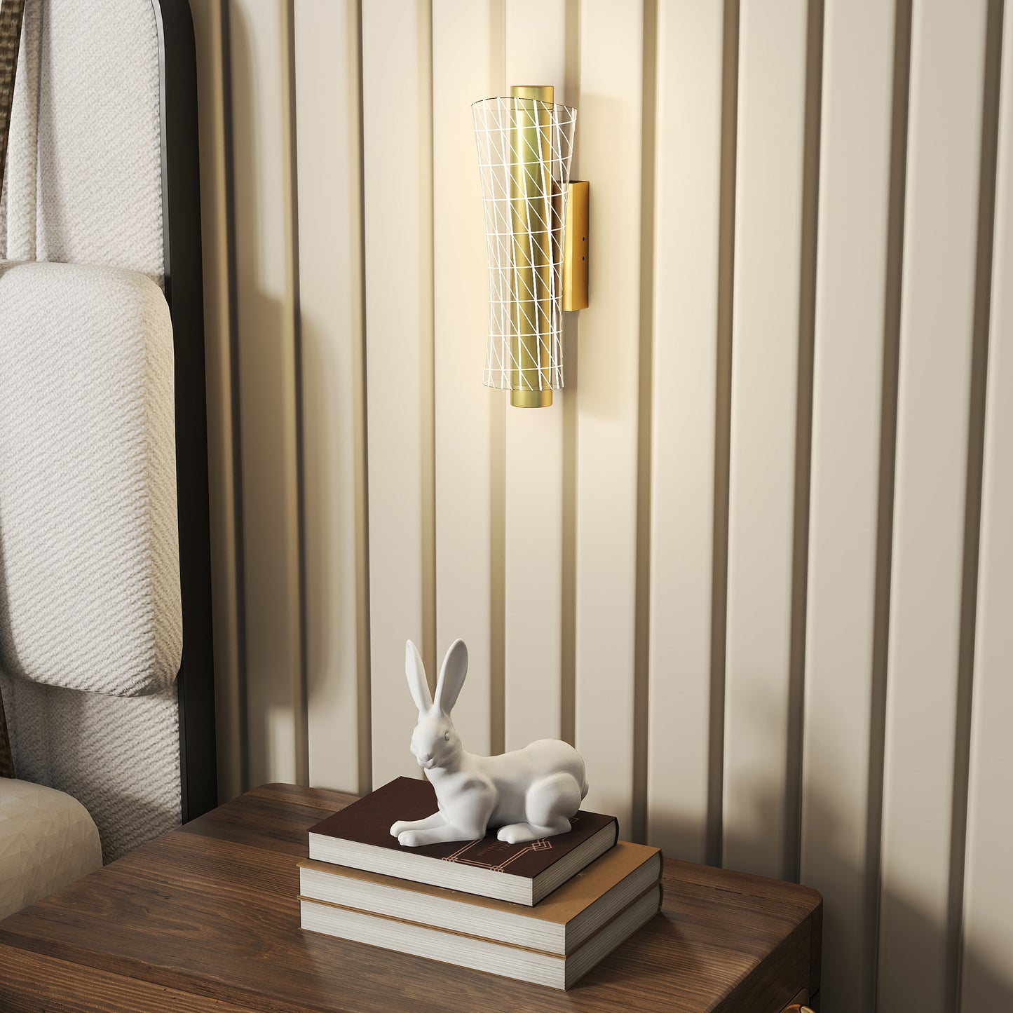 HOMCOM LED Wall Lamp 2-Pack, 9W Modern Geometric Mesh Light, Adjustable 3000K/4000K/6500K for Bedroom, Living Room, Hallway, Gold Tone