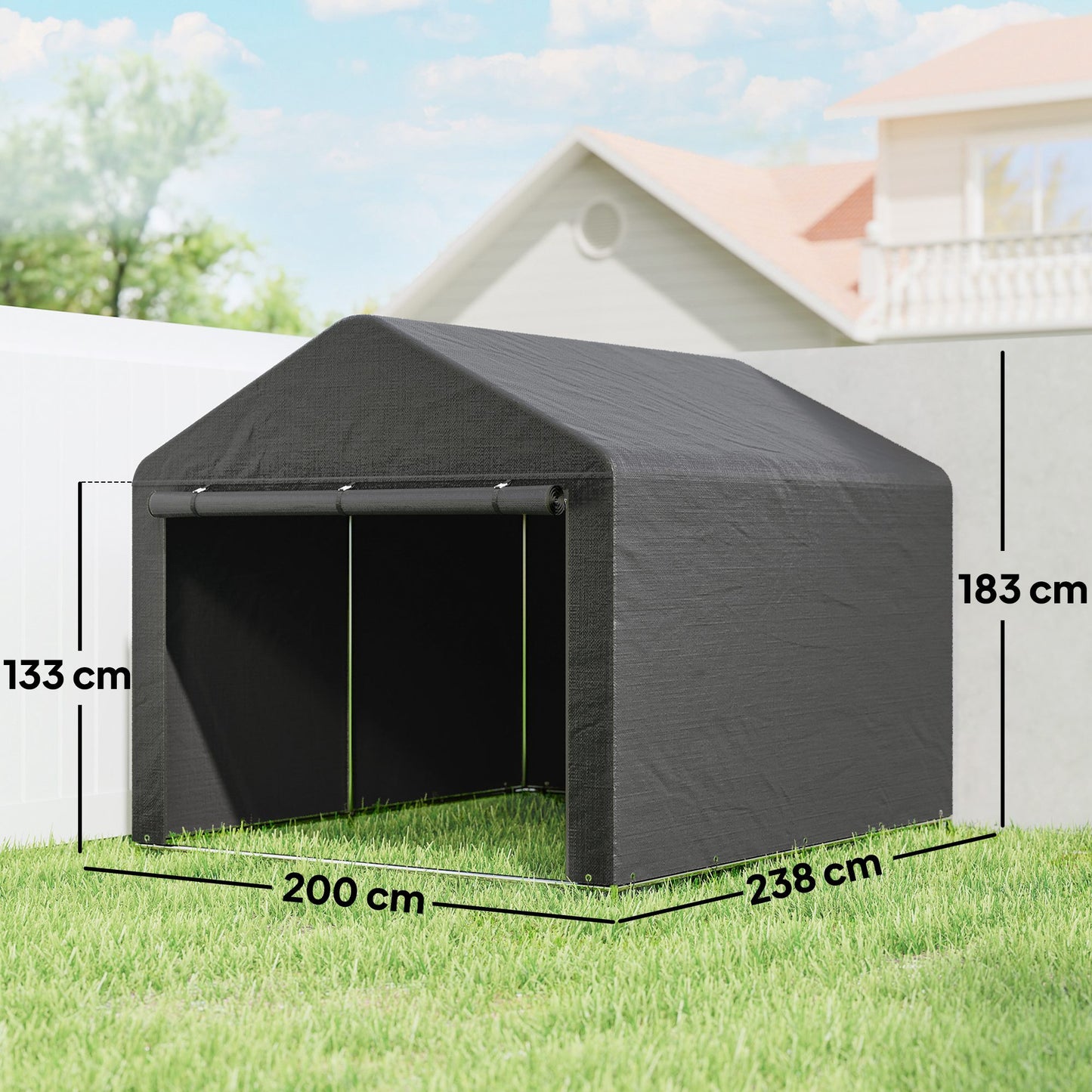 Outsunny Portable Garden Storage Shed Metal Frame Dark Grey