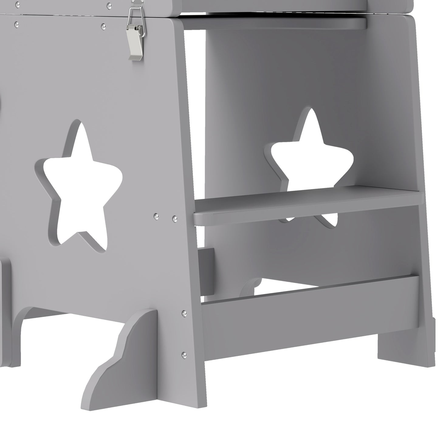 AIYAPLAY 2-in-1 Toddler Step Stool with Safety Rail for Kitchen, Bathroom, Grey