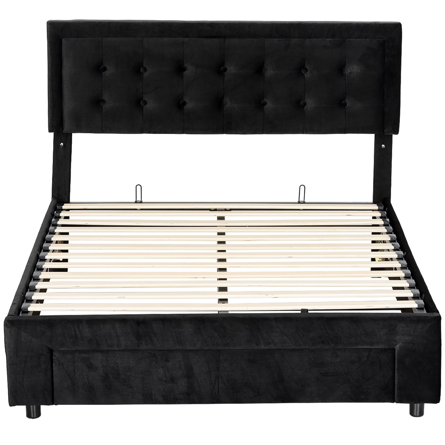 HOMCOM King Size Ottoman Bed Frame, with Front Drawer - Black