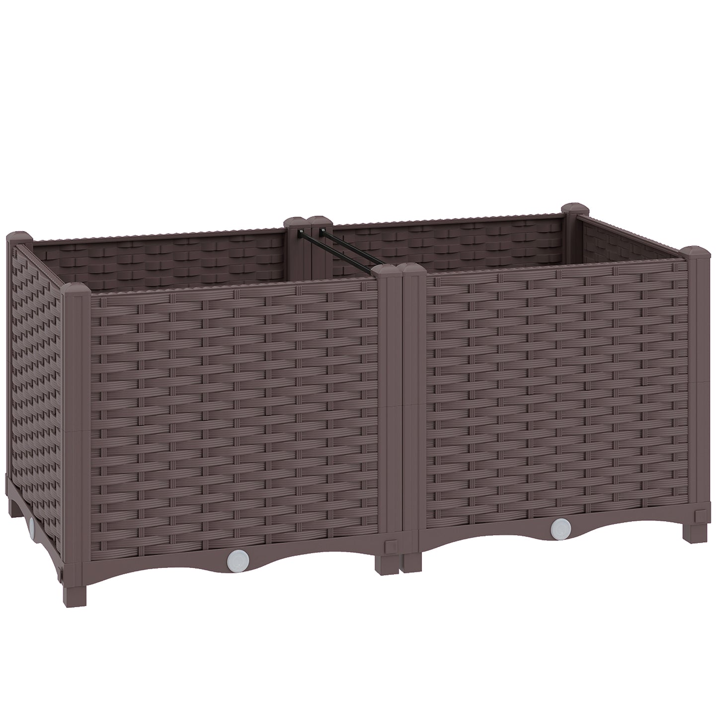 Outsunny Plastic Raised Garden Bed with Legs, Self Watering Elevated Planter Boxes with Drainage Holes and Plugs