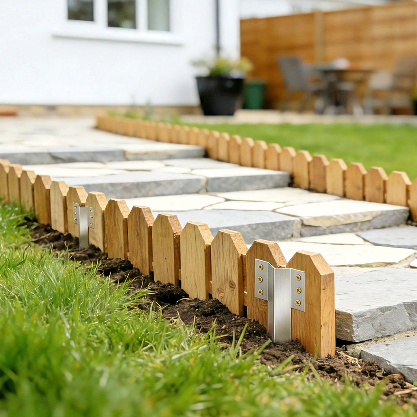 Outsunny 20 Pack Railway Sleeper Brackets, 41 cm Heavy Duty Galvanised Steel Sleeper Stakes with Screws and Gloves
