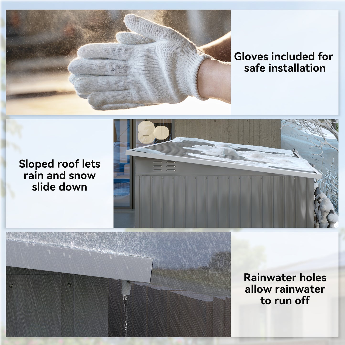 Outsunny Metal Storage Shed Lockable with Foundation Light Grey