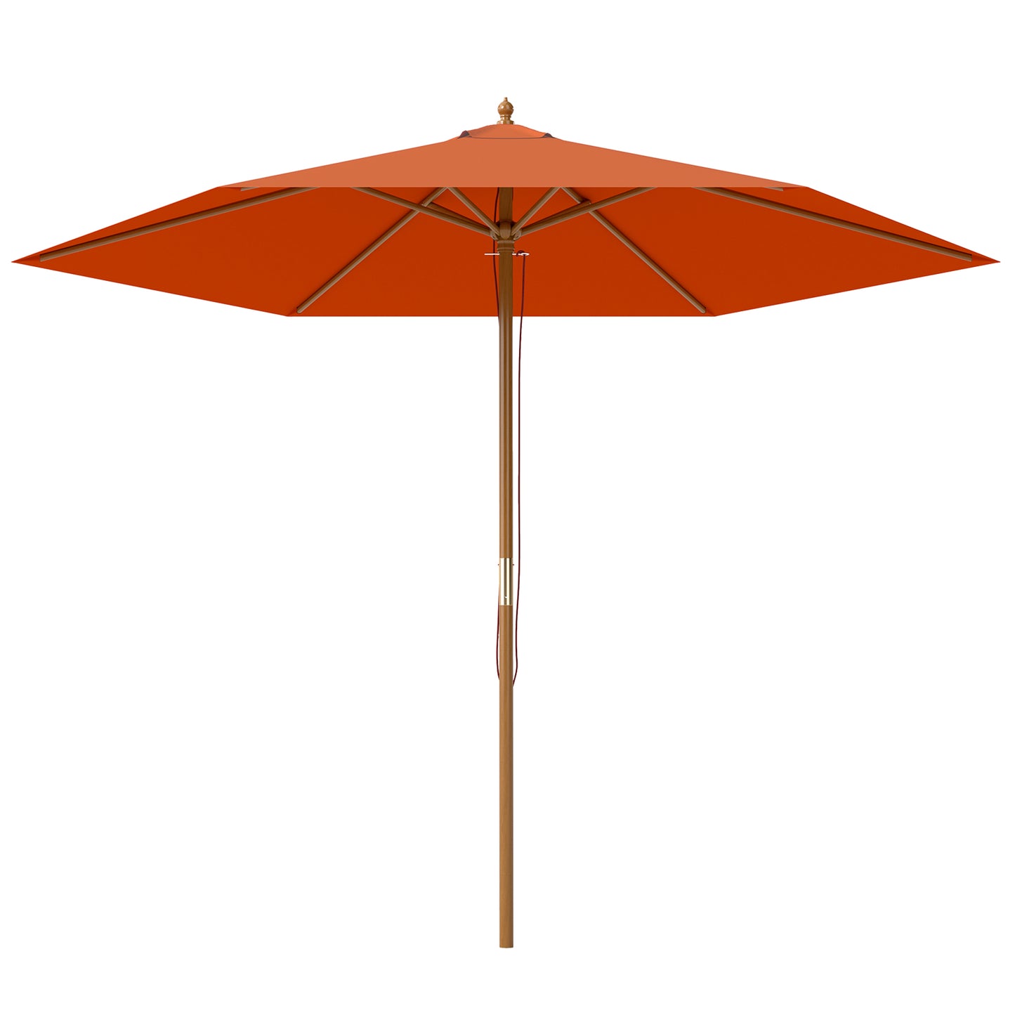 Outsunny 2.5m Wood Garden Parasol Sun Shade Patio Outdoor Wooden Umbrella Canopy Orange