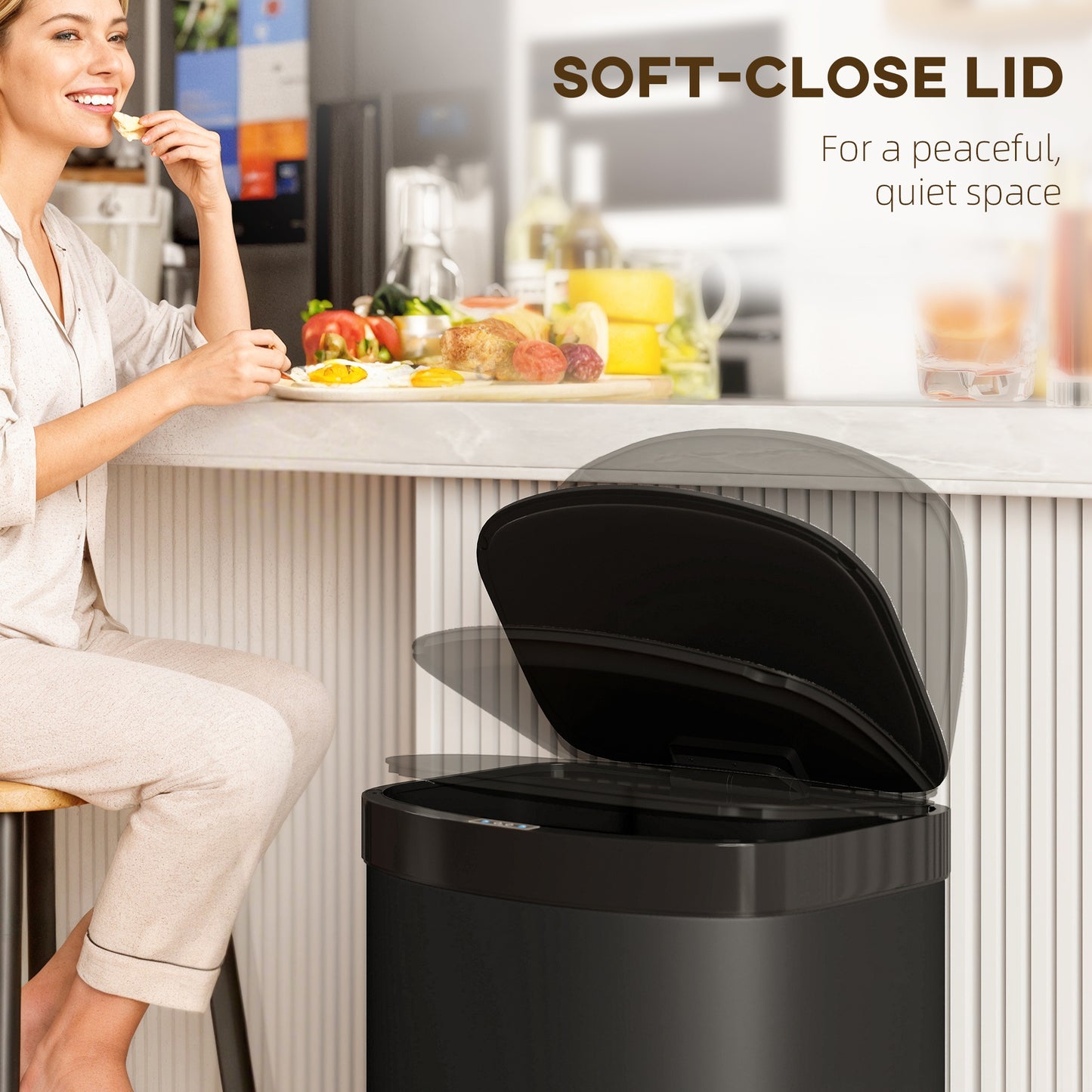 HOMCOM 55L Sensor Bin Stainless Steel Black