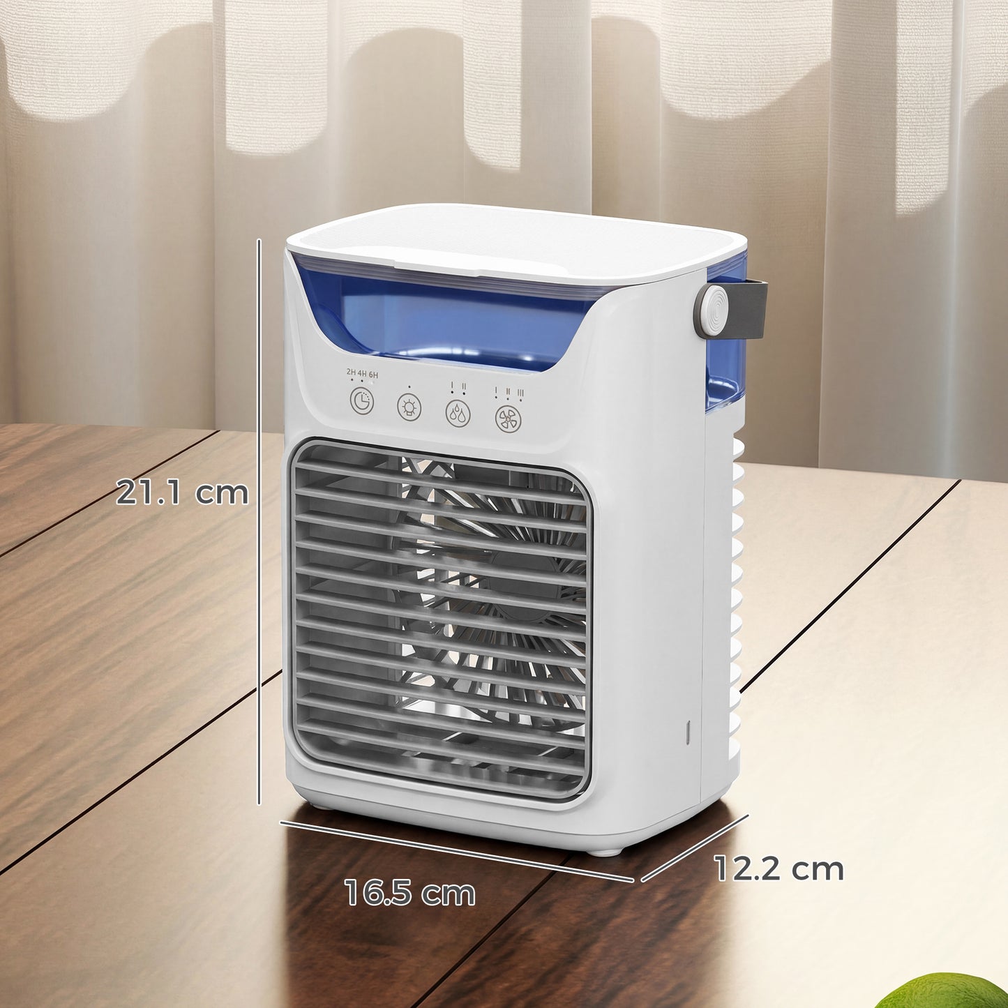 HOMCOM Air Cooler with Adjustable Head, Portable Air Conditioner with 3 Wind Speed, 2 Cool Mist, RGB Light, White