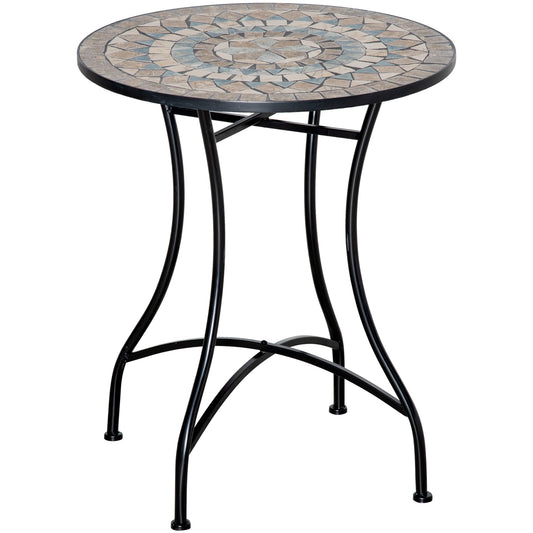 Outsunny Ø60cm Mosaic Outdoor Patio Table - Green