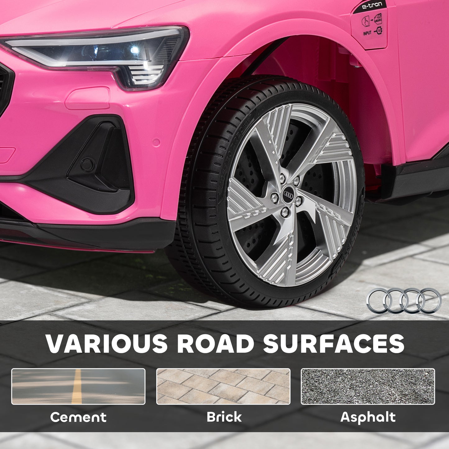 HOMCOM 12V Kids Electric Ride on, Electric Car for Kids with Parental Remote, Music, Lights, Suspension Wheels, Pink