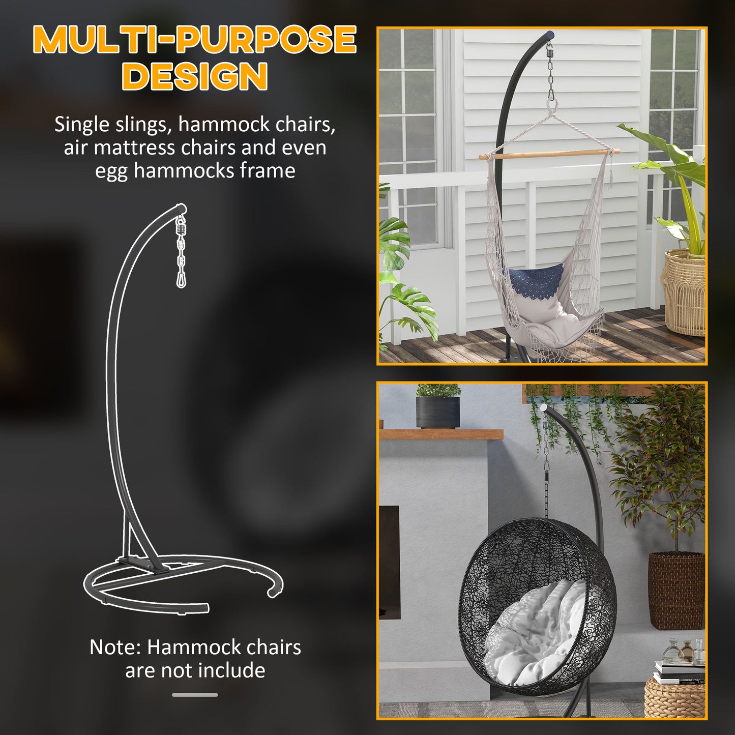 Outsunny Heavy-Duty Hanging Swing Chair Stand Black