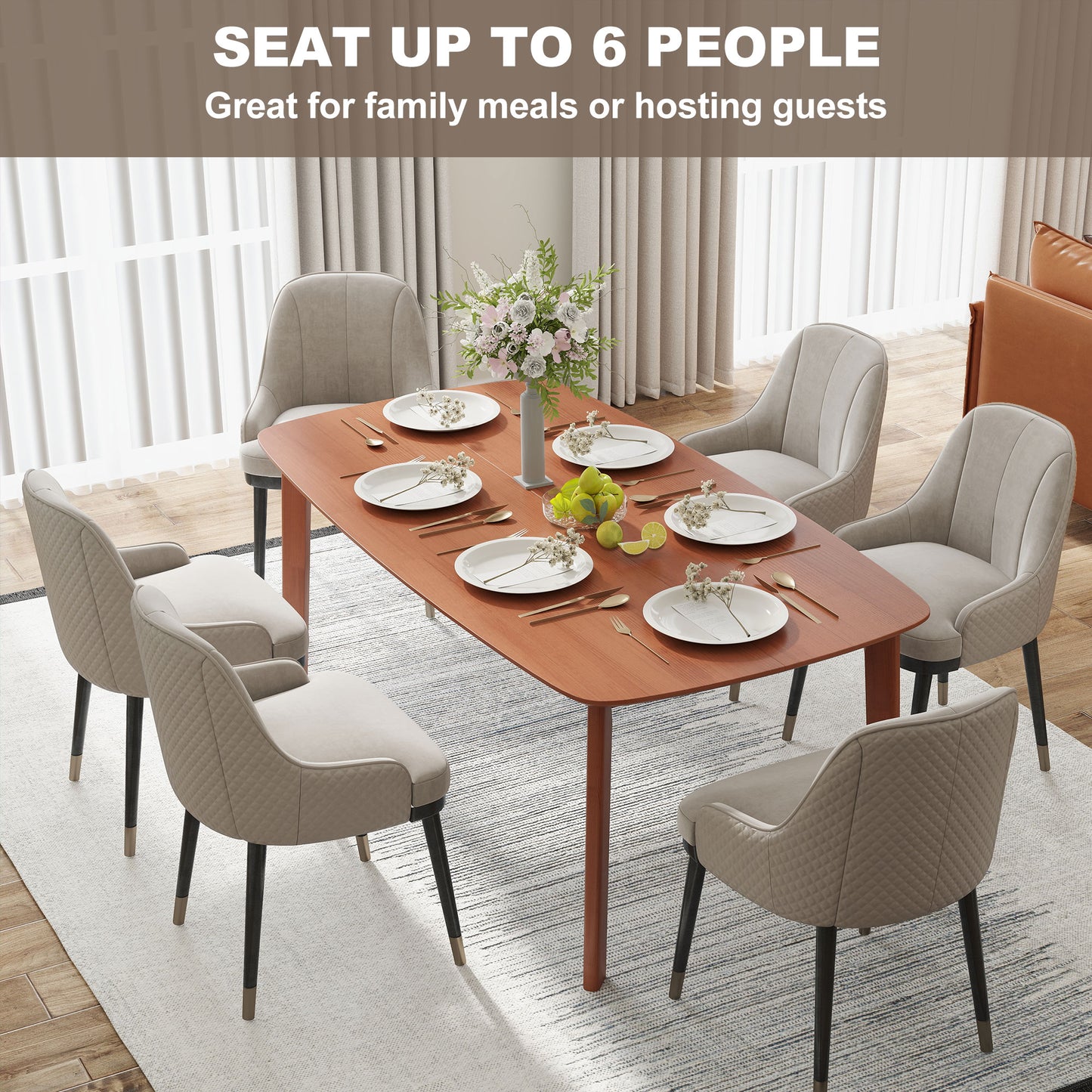 HOMCOM Pine Wood Rectangular Dining Table - Light Brown