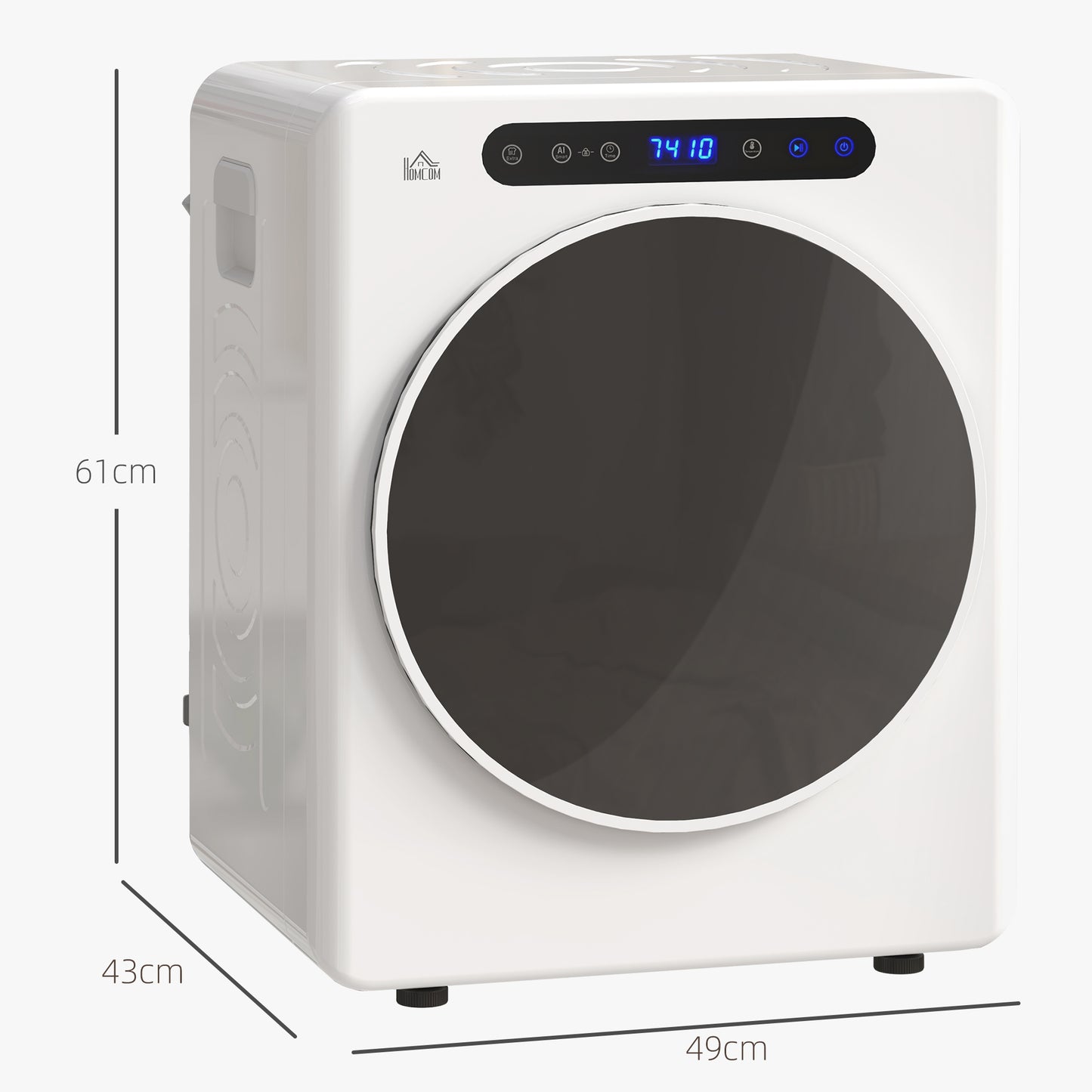HOMCOM 8kg Vented Tumble Dryer, 1000W Portable Clothes Dryer, 6 Heat Settings, White