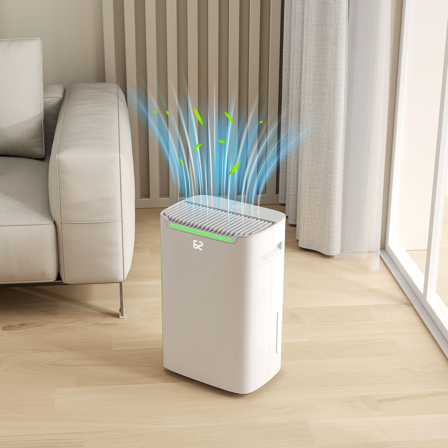 HOMCOM 20L/Day Dehumidifier 2.5L Water Tank, 24H Timer On/off, Digital Humidity Display