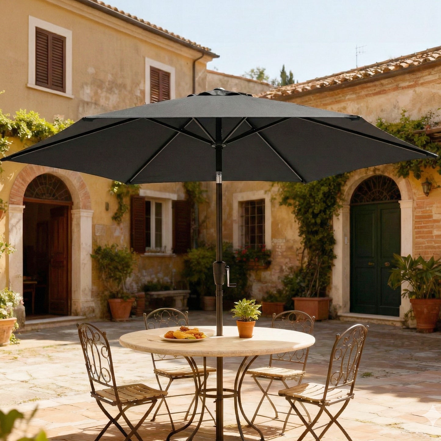 Outsunny 2m Garden Parasol Umbrella, Outdoor Table Parasol Umbrella with Crank Handle, UV30+ Protection