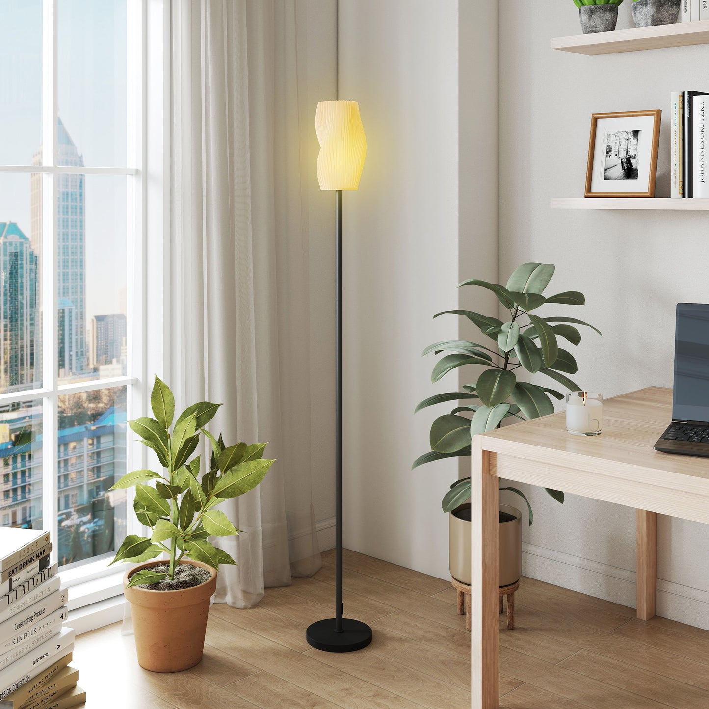 HOMCOM Floor Lamp, 3D Printed Modern Standing Lamp with Curved Shade, 3 Colour Temperature, Foot Switch, Minimalist Design, White